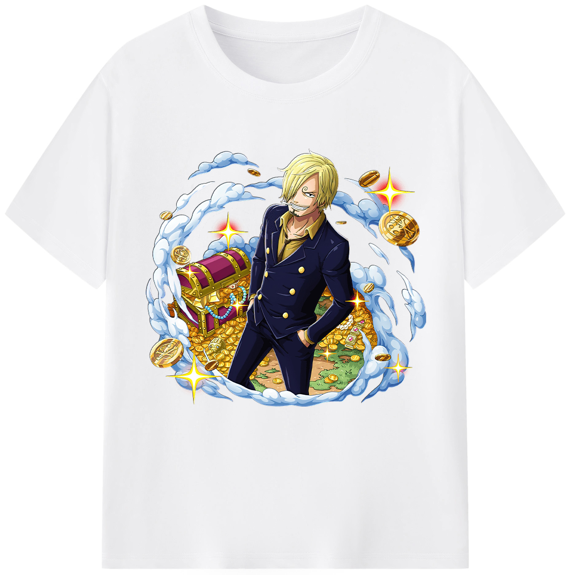 （画像用） ワンピース サンジ ONE PIECE Sanji 綿100％半袖Tシャツ（フロントプリント）