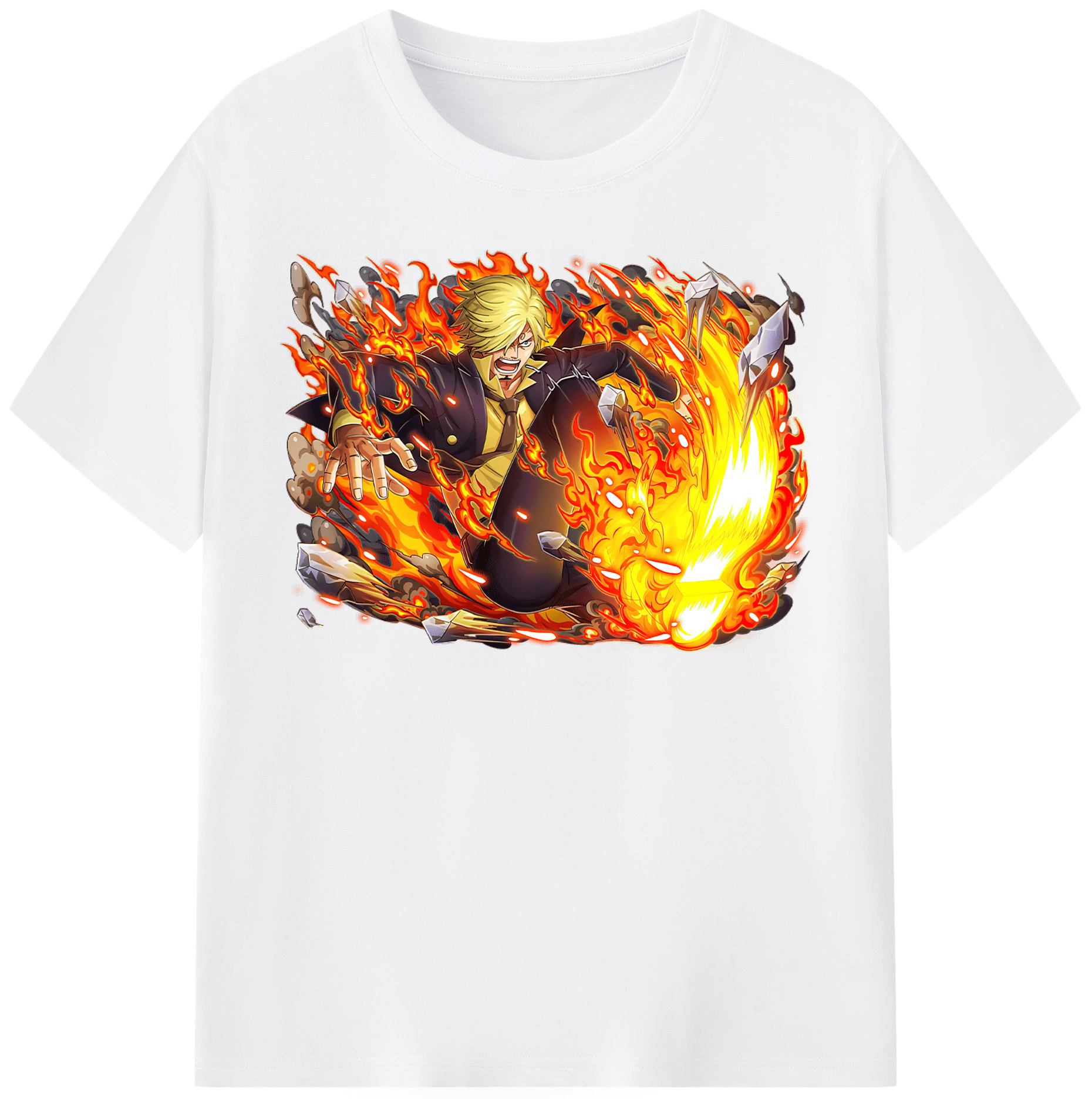 （画像用） ワンピース サンジ ONE PIECE Sanji 綿100％半袖Tシャツ（フロントプリント）