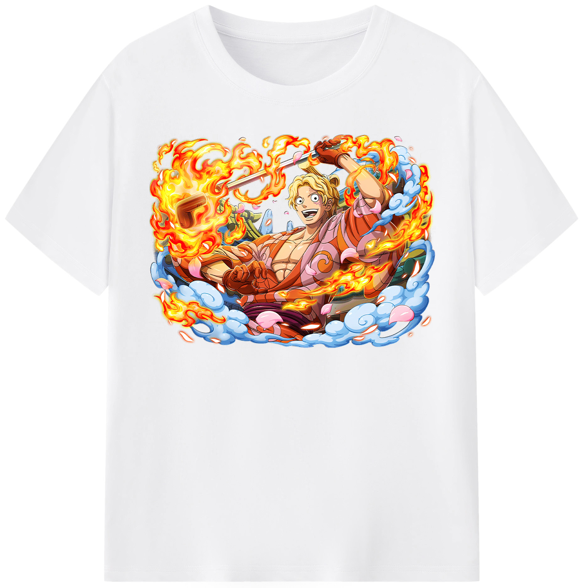 （画像用） ワンピース サンジ ONE PIECE Sanji 綿100％半袖Tシャツ（フロントプリント）