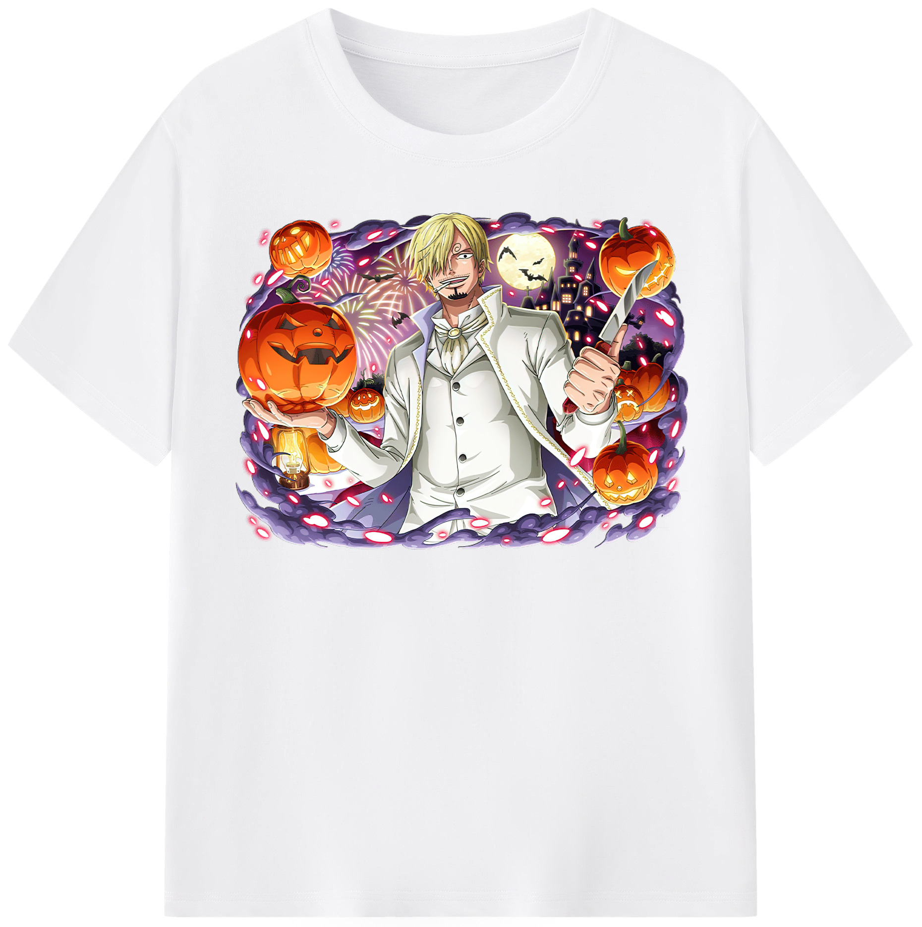 （画像用） ワンピース サンジ ONE PIECE Sanji 綿100％半袖Tシャツ（フロントプリント）