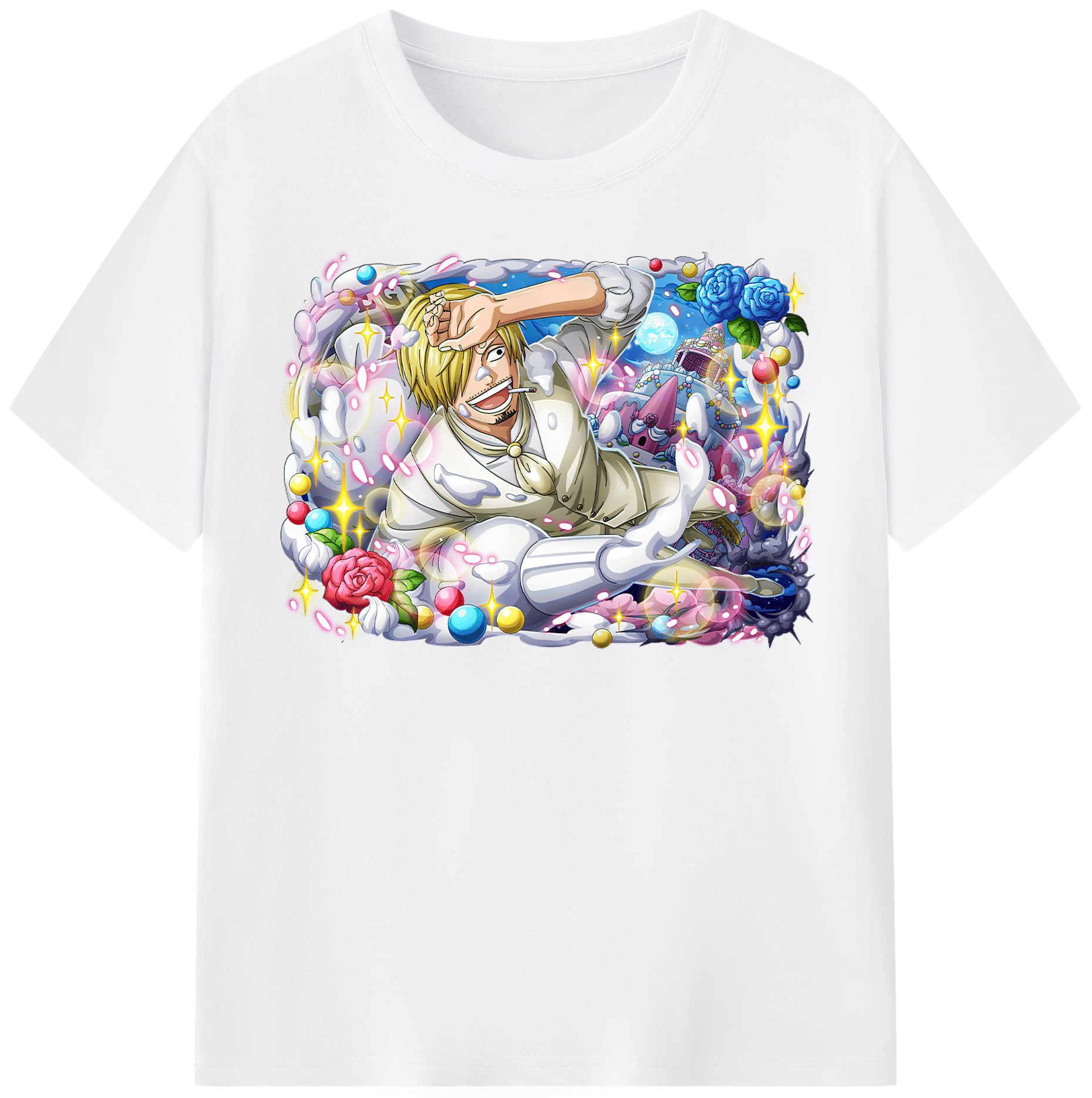 （画像用） ワンピース サンジ ONE PIECE Sanji 綿100％半袖Tシャツ（フロントプリント）
