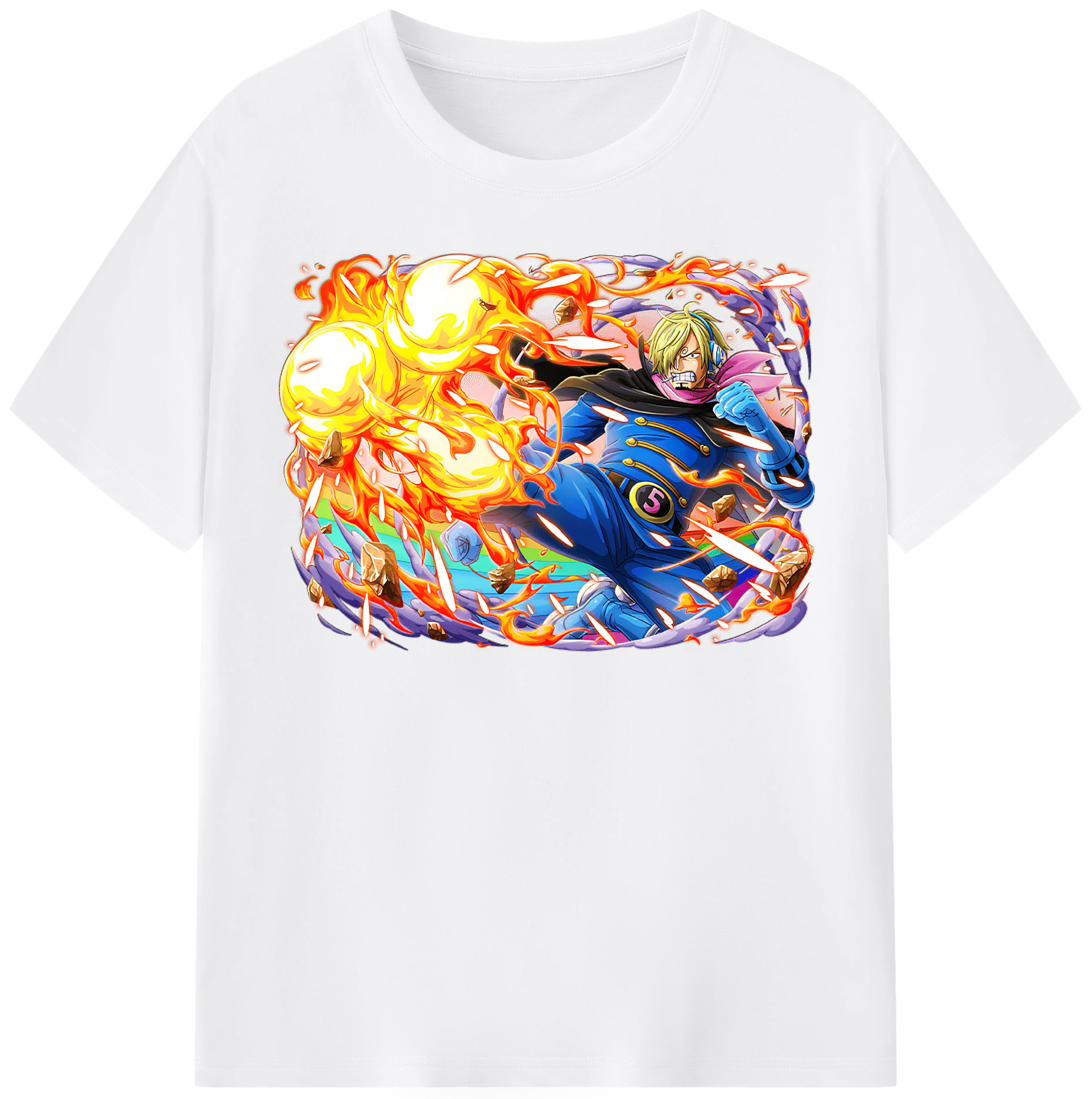 （画像用） ワンピース サンジ ONE PIECE Sanji 綿100％半袖Tシャツ（フロントプリント）