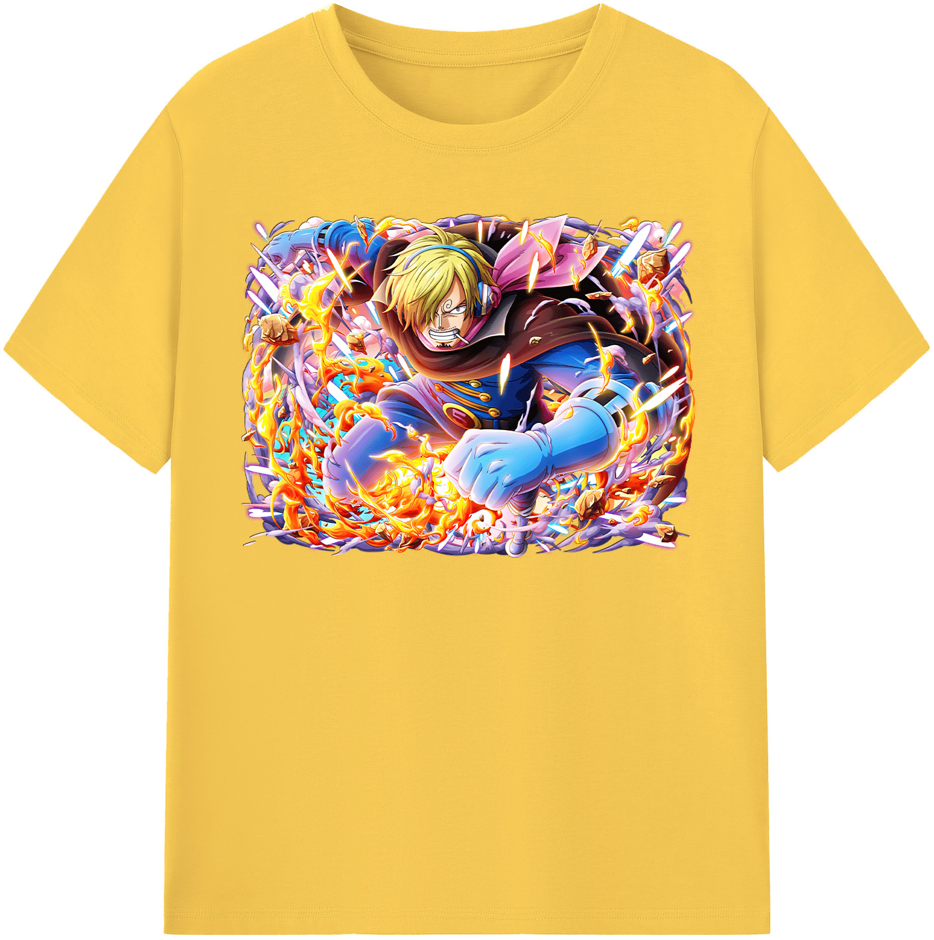 （画像用） ワンピース サンジ ONE PIECE Sanji 綿100％半袖Tシャツ（フロントプリント）