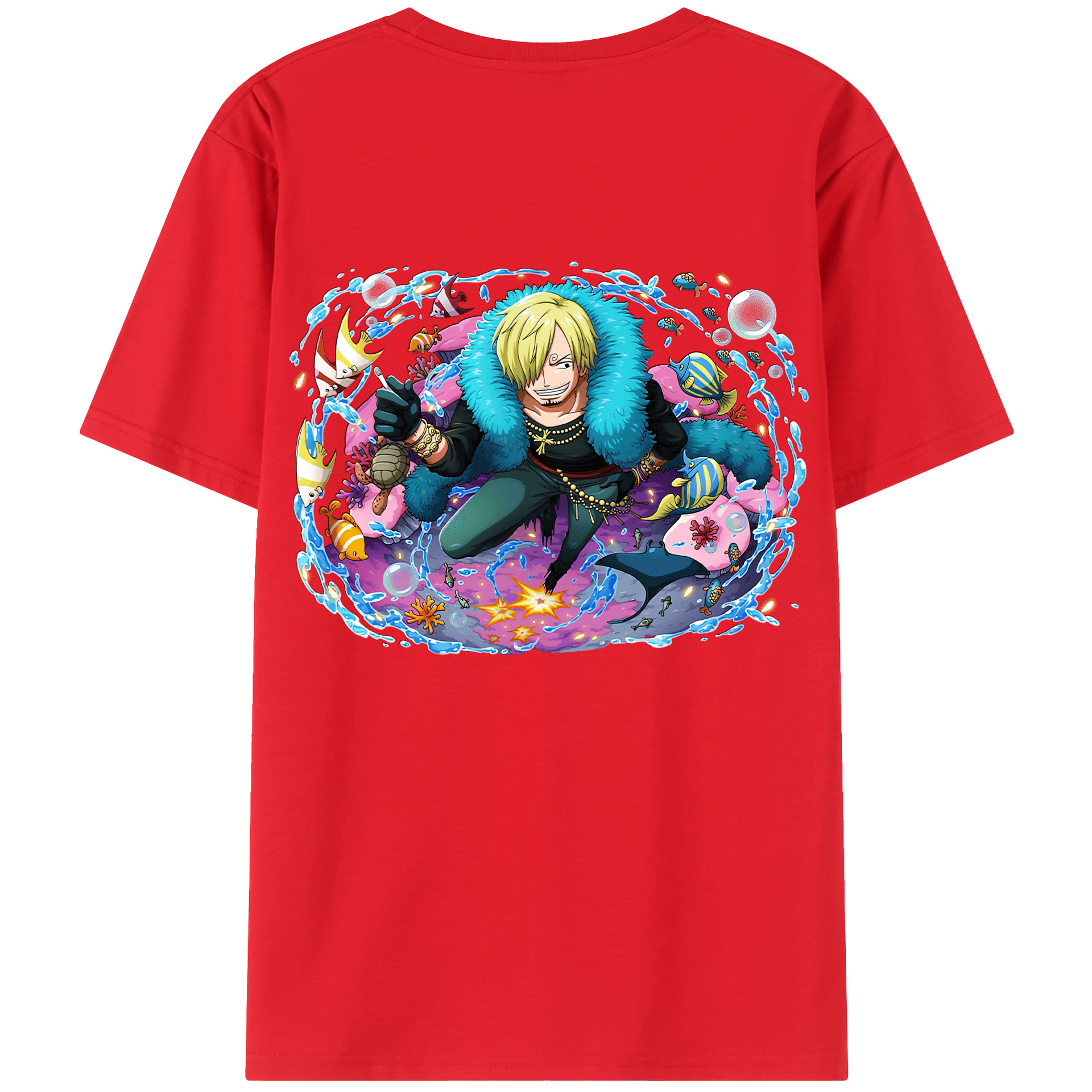ワンピース サンジ ONE PIECE Sanji 綿100％半袖Tシャツ（背面プリント）