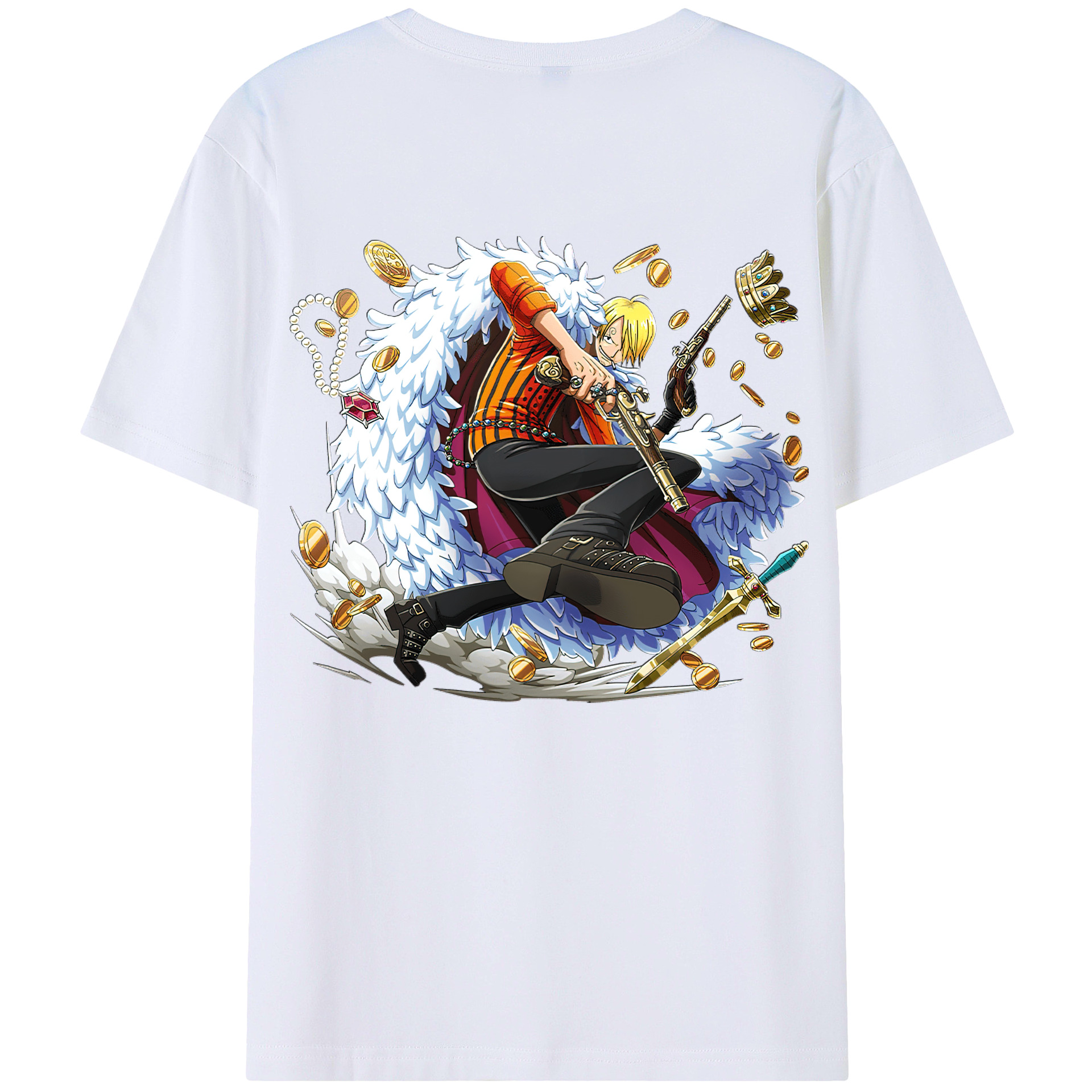 （画像用） ワンピース サンジ ONE PIECE Sanji 綿100％半袖Tシャツ（背面プリント）