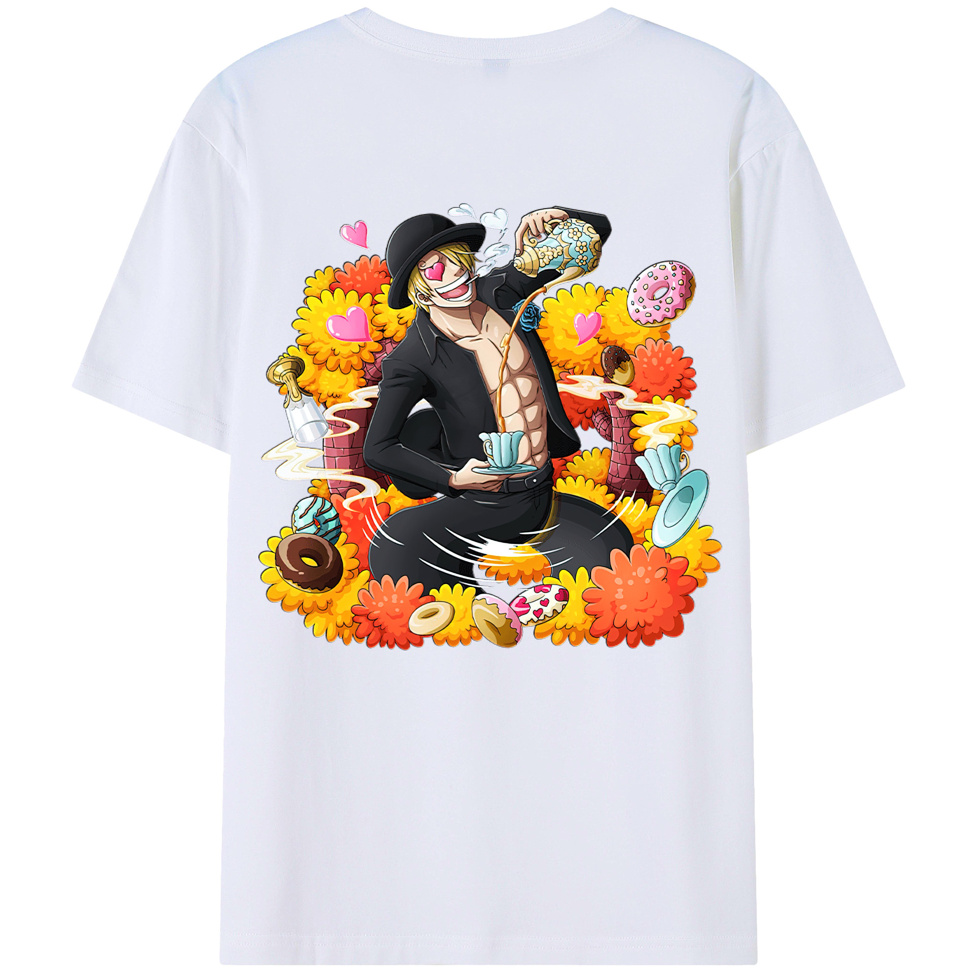 （画像用） ワンピース サンジ ONE PIECE Sanji 綿100％半袖Tシャツ（背面プリント）