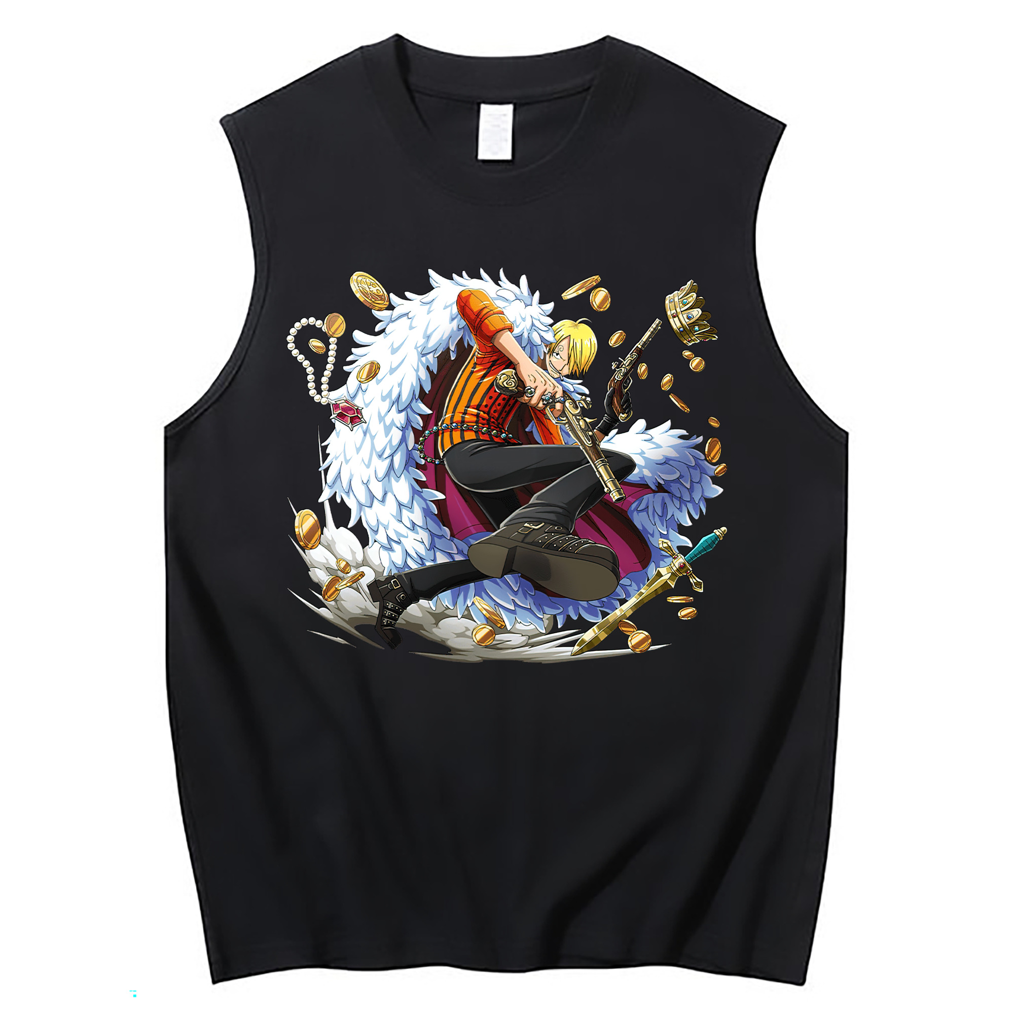 （画像用） ワンピース サンジ ONE PIECE Sanji コットン100％タンクトップ（フロントプリント）