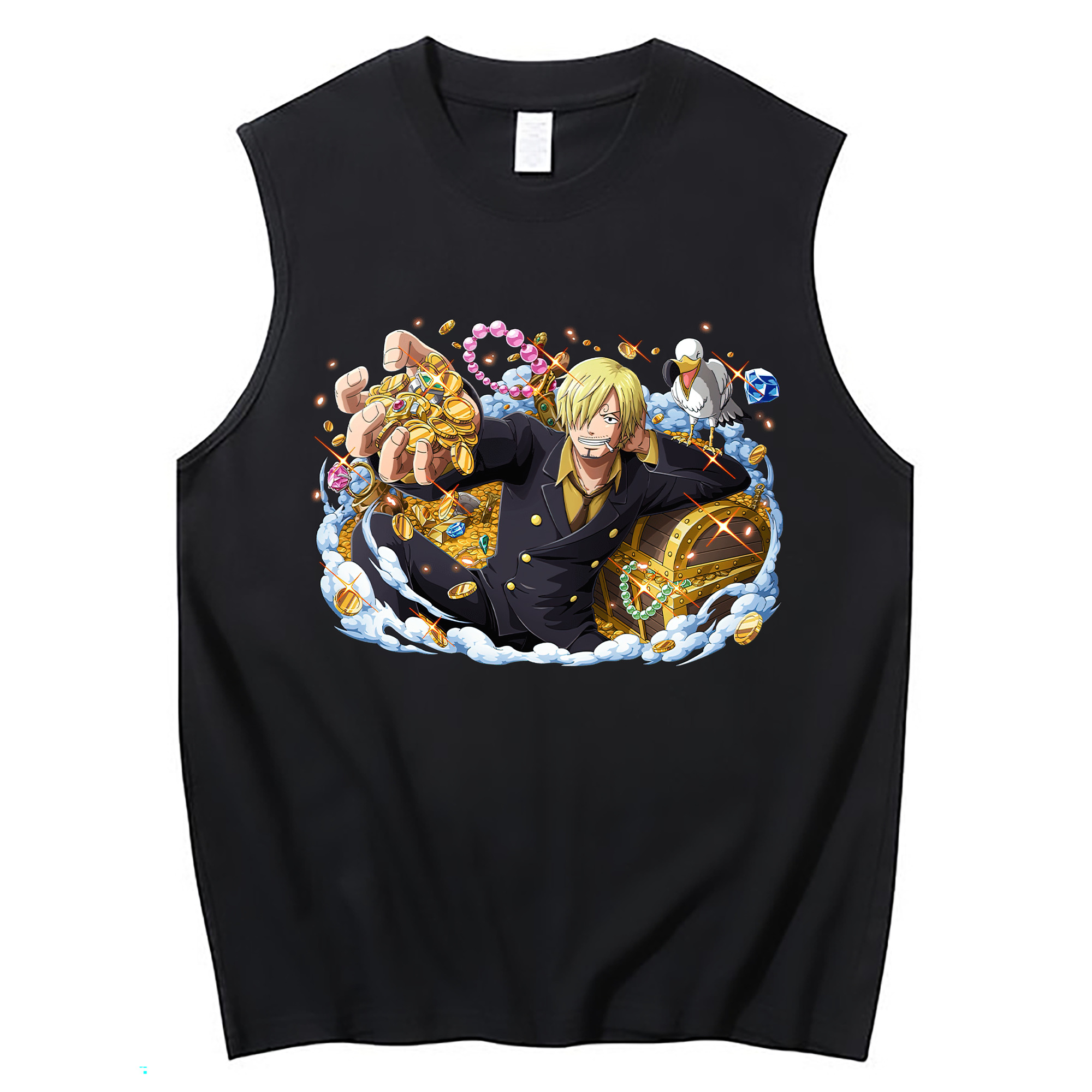 （画像用） ワンピース サンジ ONE PIECE Sanji コットン100％タンクトップ（フロントプリント）