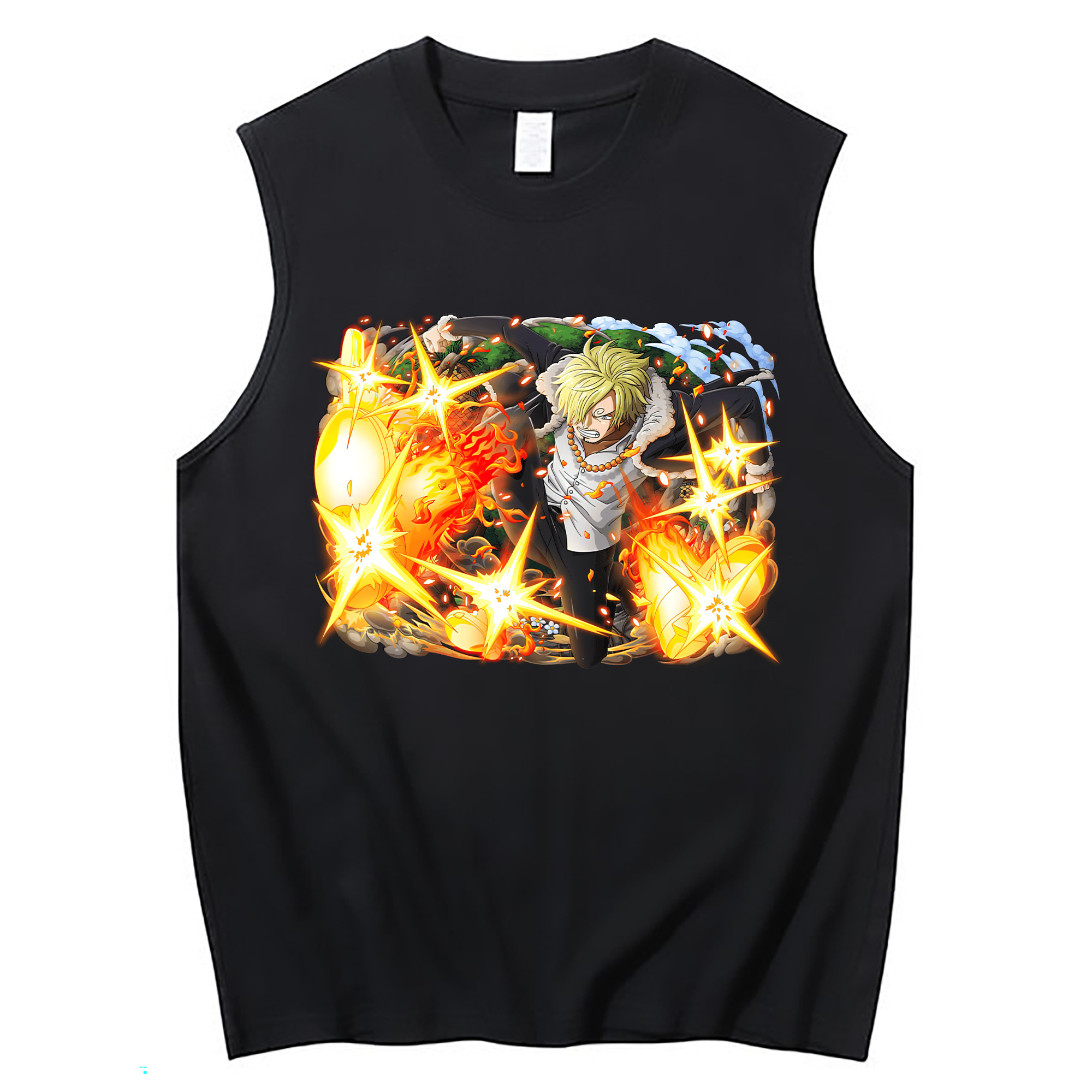 （画像用） ワンピース サンジ ONE PIECE Sanji コットン100％タンクトップ（フロントプリント）