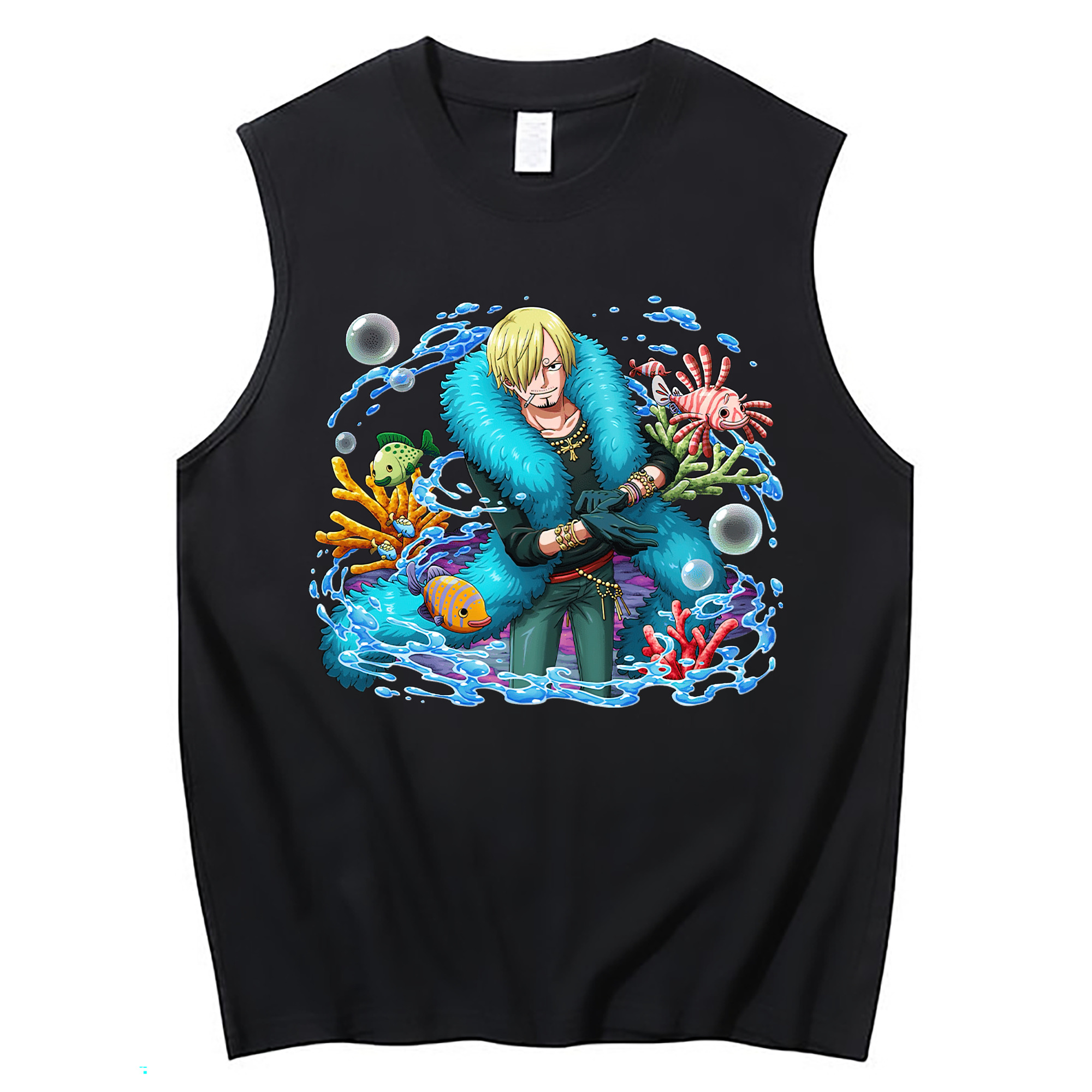 （画像用） ワンピース サンジ ONE PIECE Sanji コットン100％タンクトップ（フロントプリント）