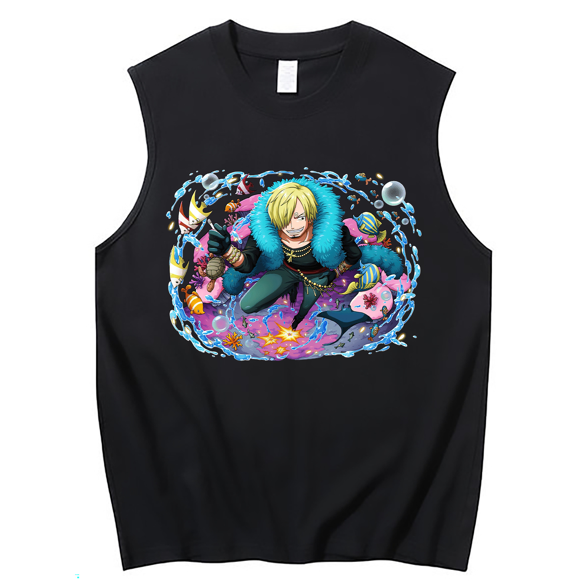 （画像用） ワンピース サンジ ONE PIECE Sanji コットン100％タンクトップ（フロントプリント）