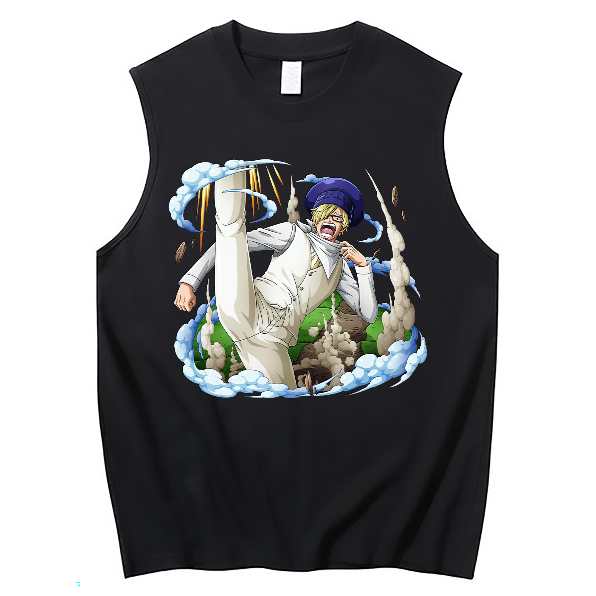 （画像用） ワンピース サンジ ONE PIECE Sanji コットン100％タンクトップ（フロントプリント）
