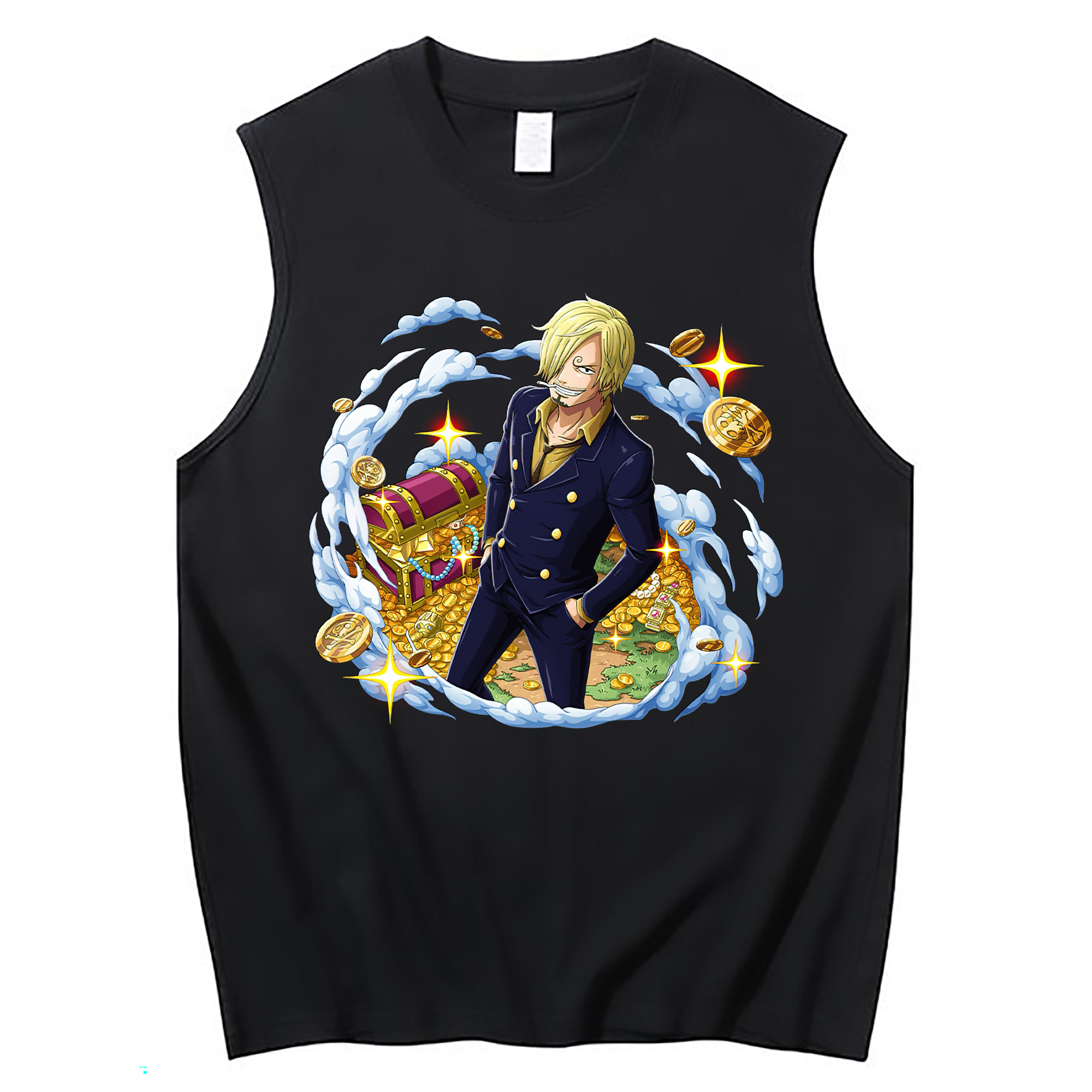 （画像用） ワンピース サンジ ONE PIECE Sanji コットン100％タンクトップ（フロントプリント）