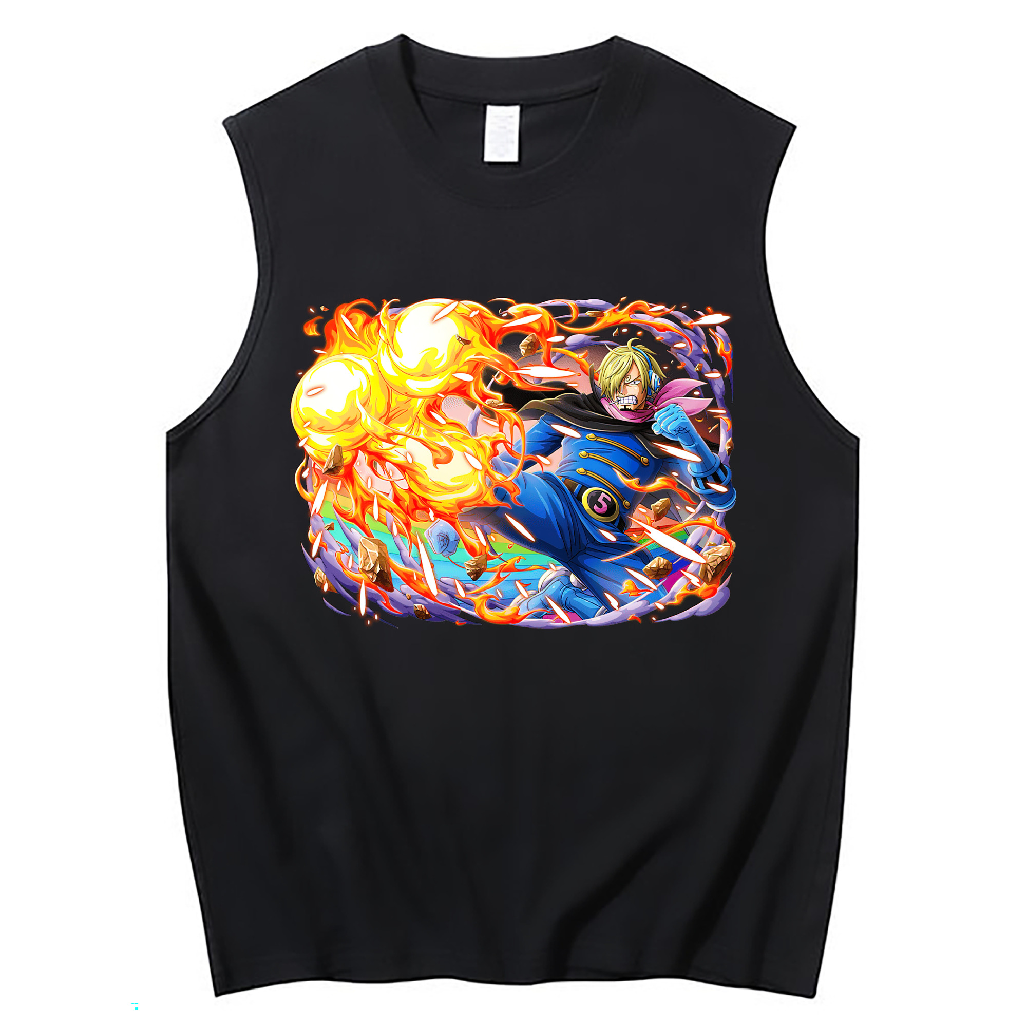 （画像用） ワンピース サンジ ONE PIECE Sanji コットン100％タンクトップ（フロントプリント）
