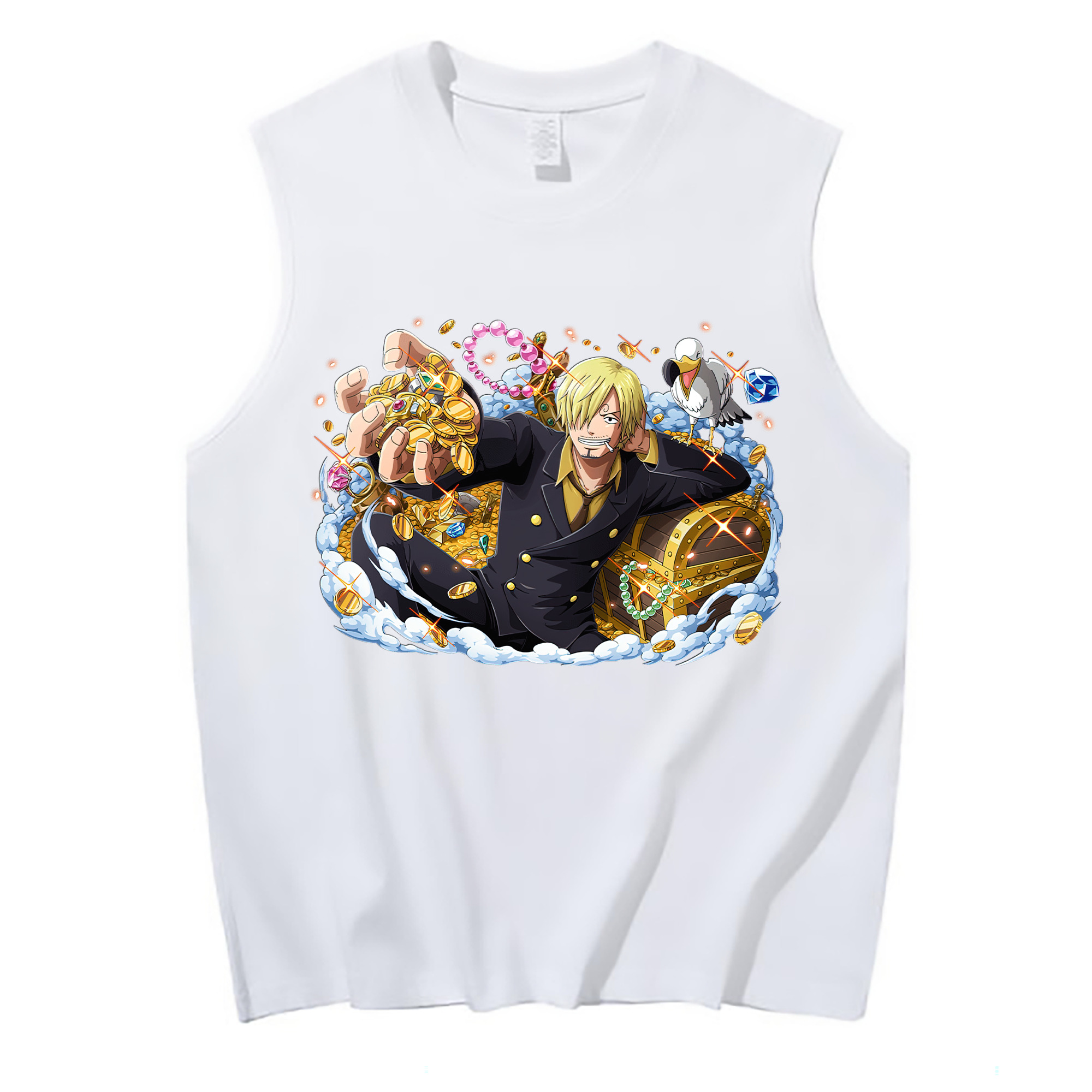 （画像用） ワンピース サンジ ONE PIECE Sanji コットン100％タンクトップ（フロントプリント）