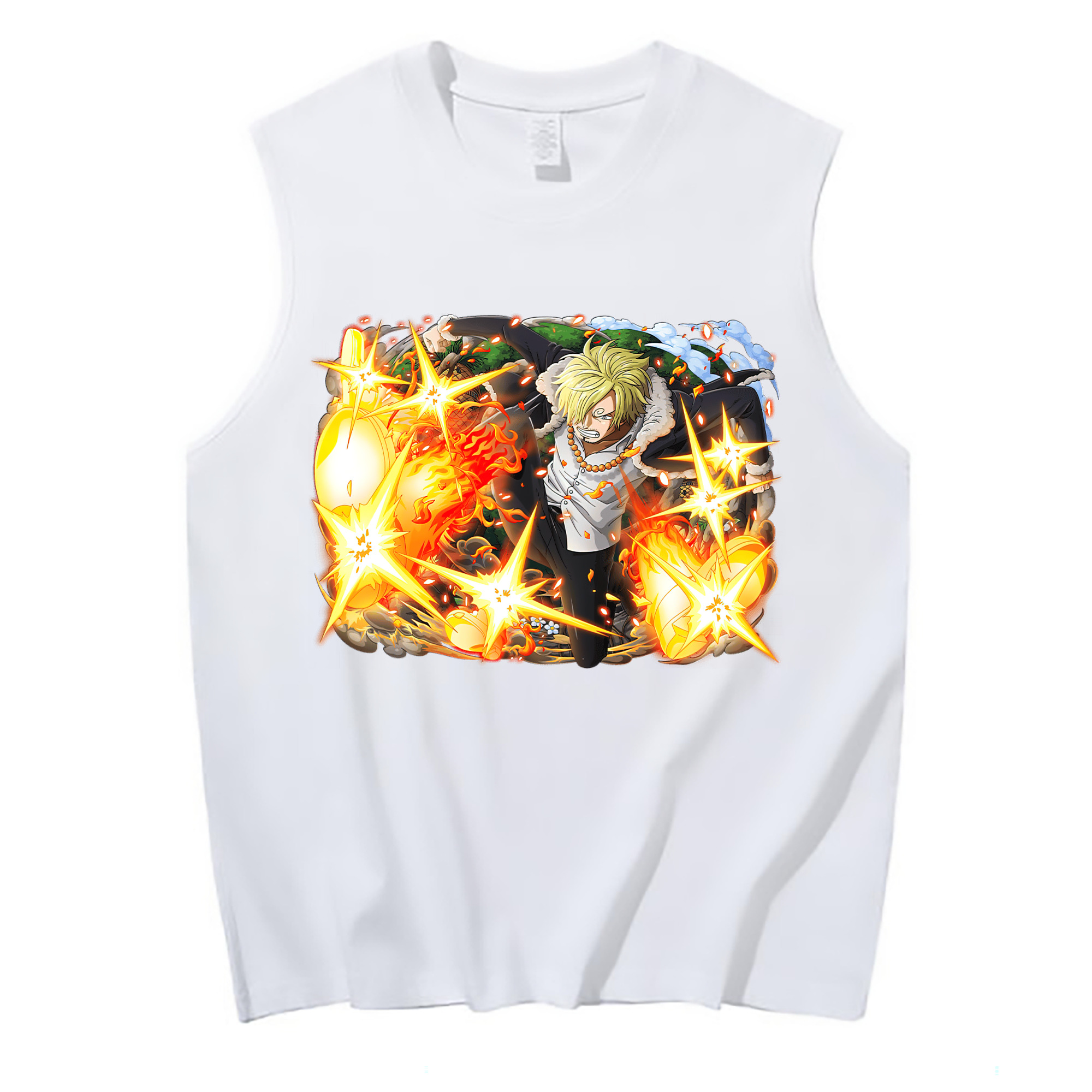 （画像用） ワンピース サンジ ONE PIECE Sanji コットン100％タンクトップ（フロントプリント）