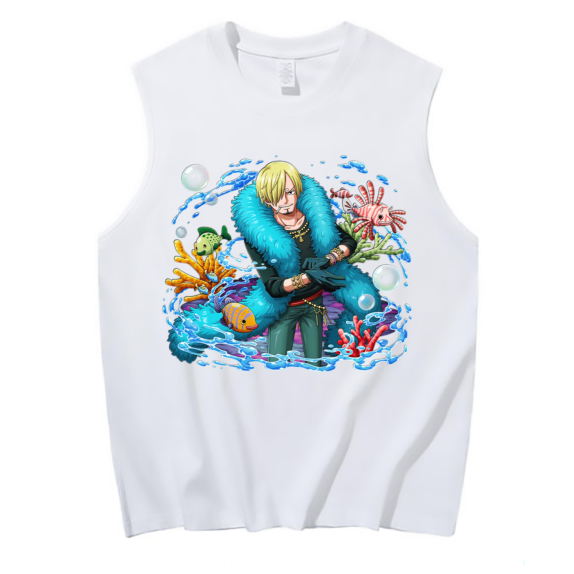 （画像用） ワンピース サンジ ONE PIECE Sanji コットン100％タンクトップ（フロントプリント）