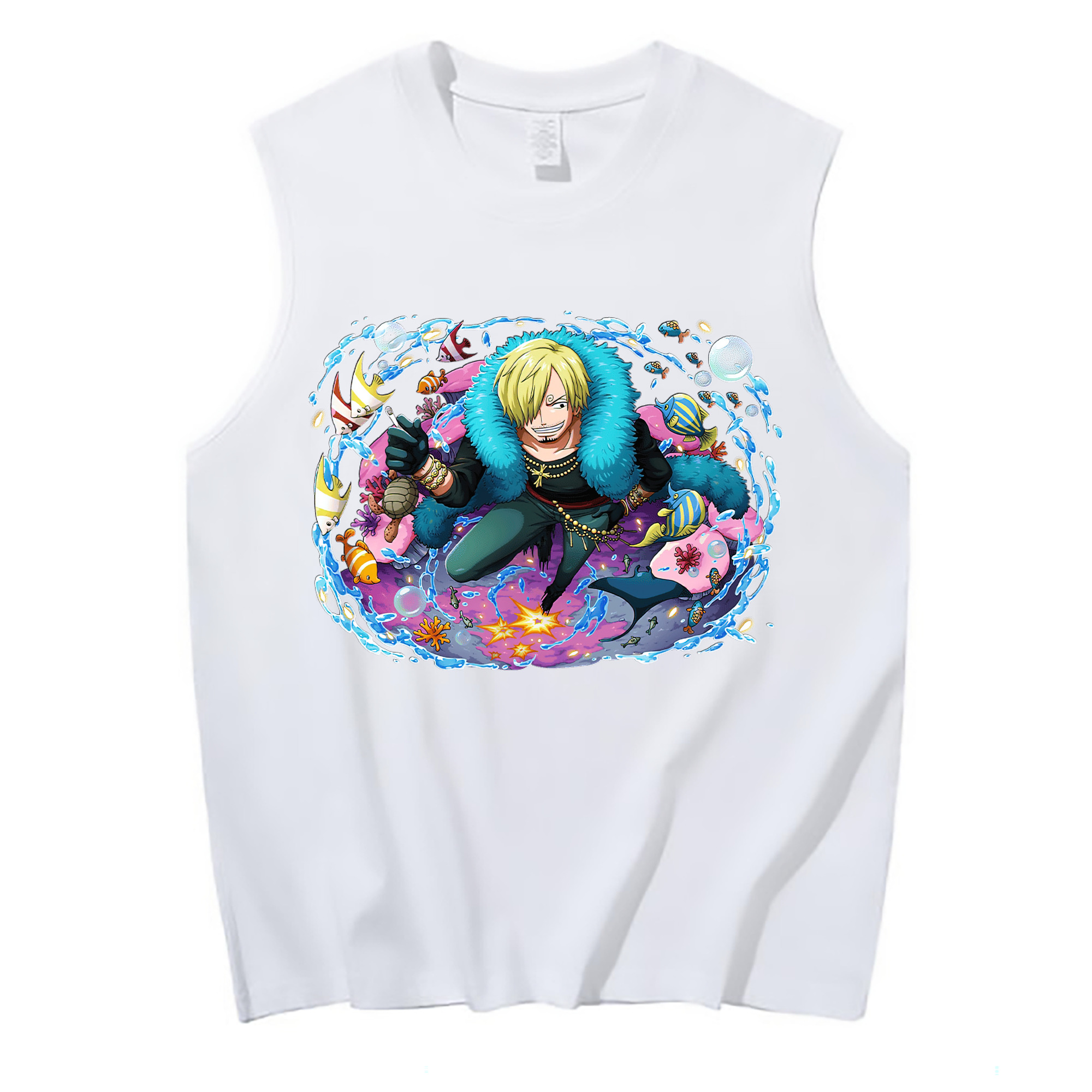 （画像用） ワンピース サンジ ONE PIECE Sanji コットン100％タンクトップ（フロントプリント）