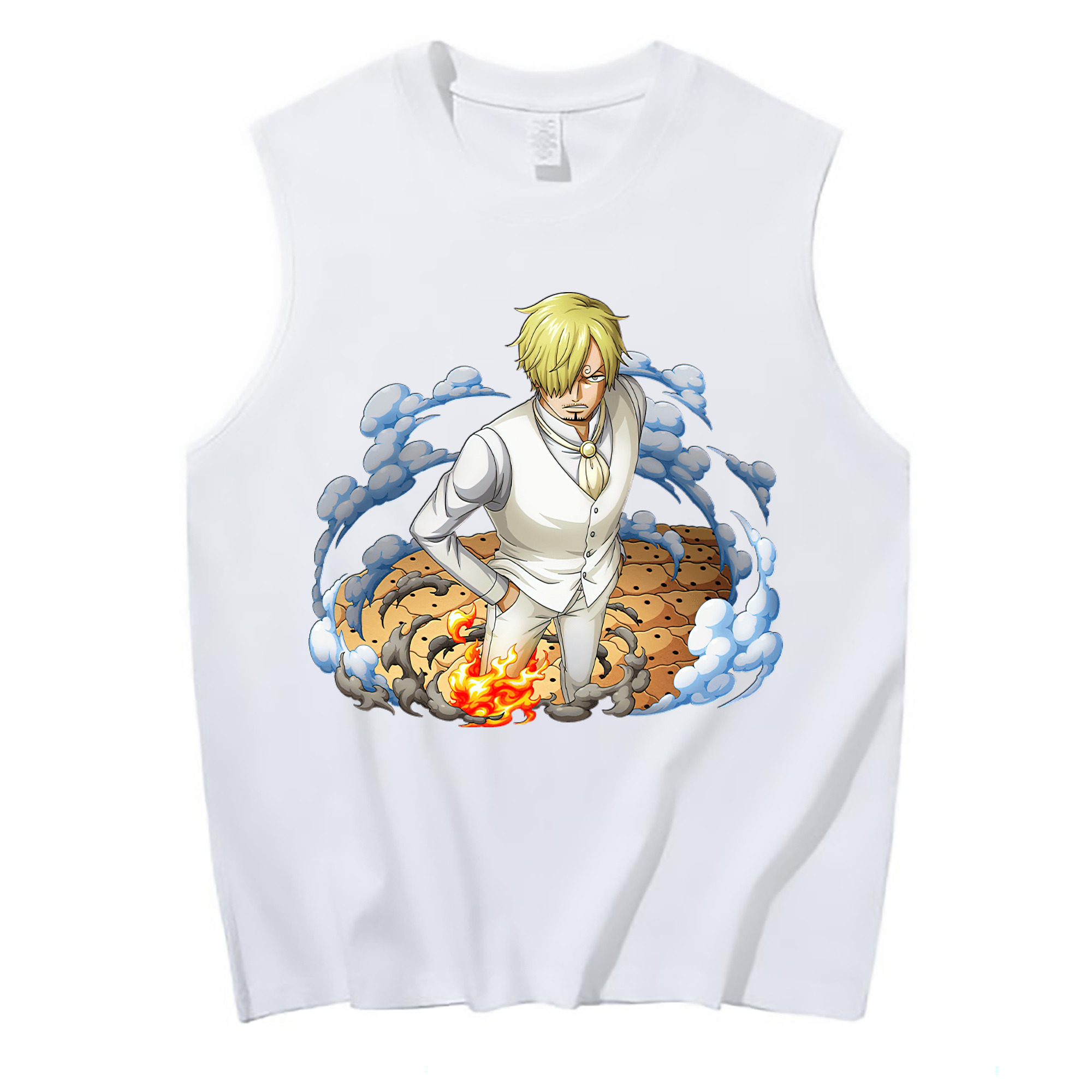 （画像用） ワンピース サンジ ONE PIECE Sanji コットン100％タンクトップ（フロントプリント）