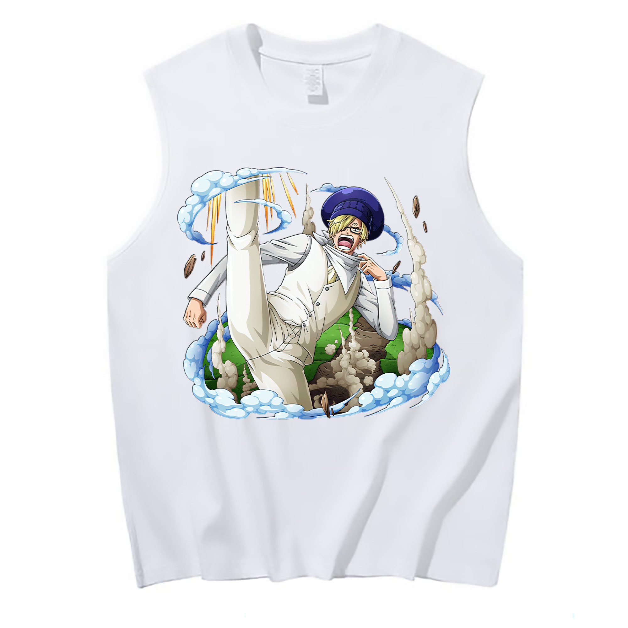 （画像用） ワンピース サンジ ONE PIECE Sanji コットン100％タンクトップ（フロントプリント）