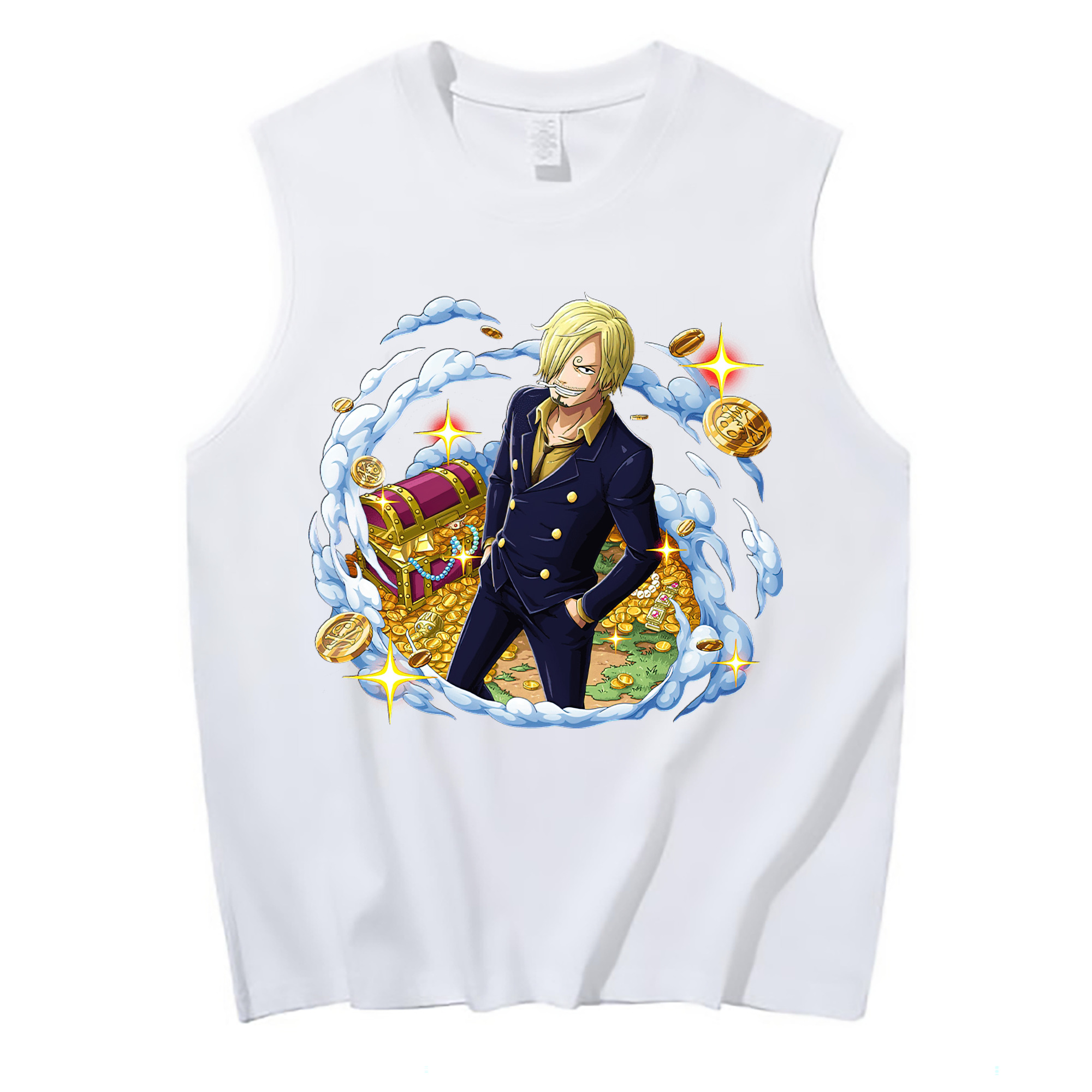 （画像用） ワンピース サンジ ONE PIECE Sanji コットン100％タンクトップ（フロントプリント）