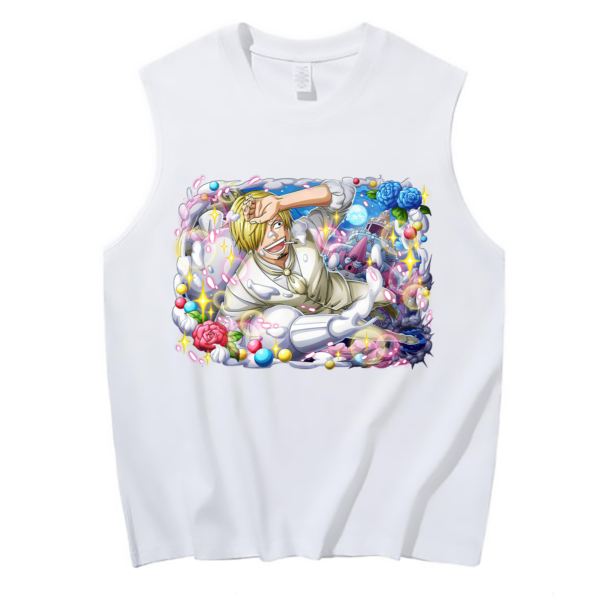 （画像用） ワンピース サンジ ONE PIECE Sanji コットン100％タンクトップ（フロントプリント）