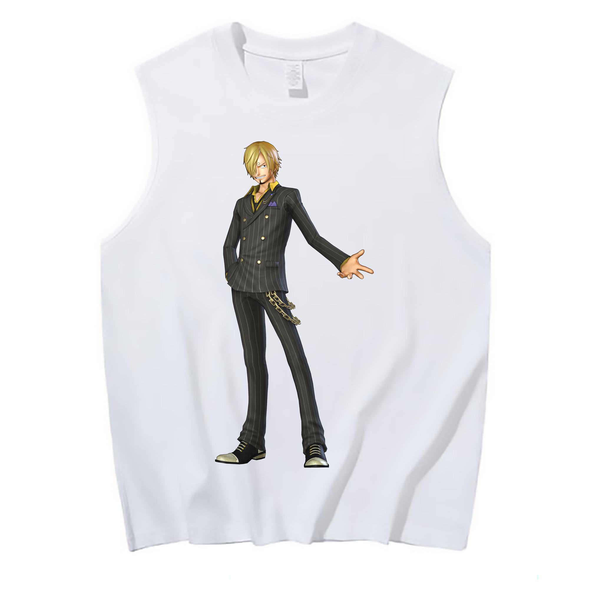 （画像用） ワンピース サンジ ONE PIECE Sanji コットン100％タンクトップ（フロントプリント）