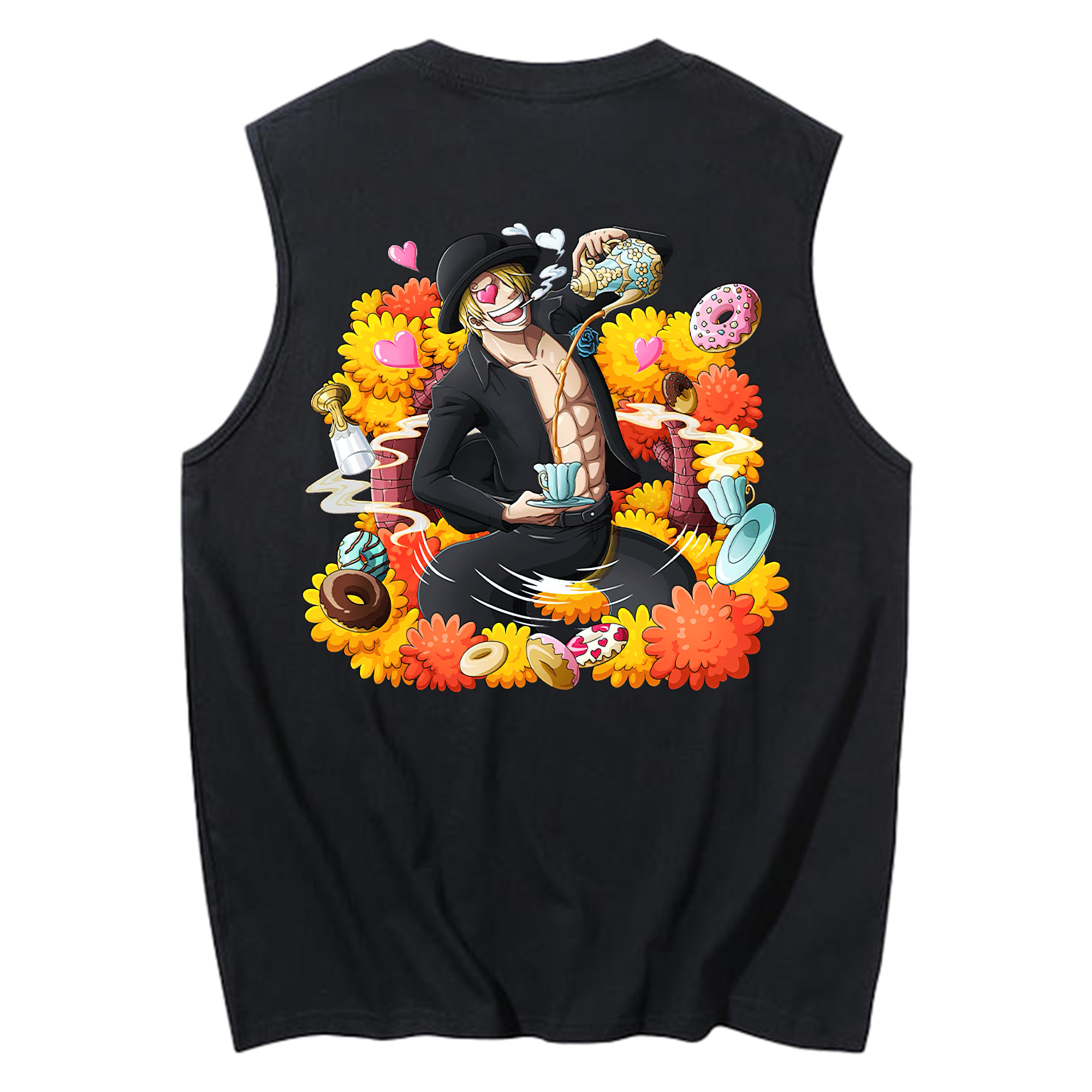 （画像用） ワンピース サンジ ONE PIECE Sanji コットン100％タンクトップ（背面プリント）