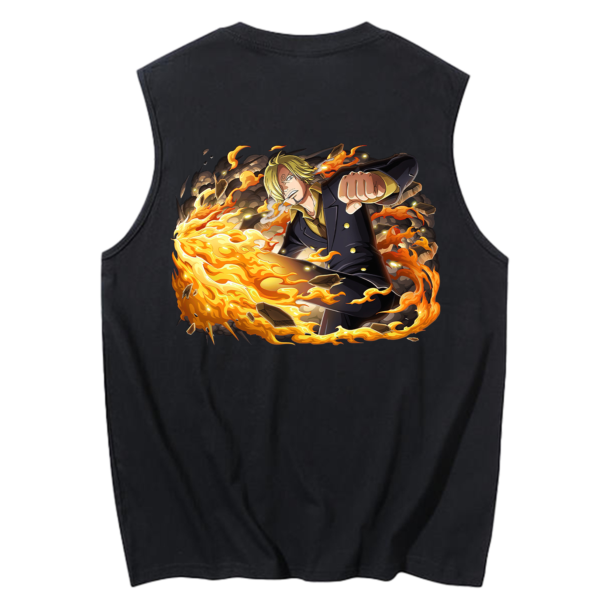 （画像用） ワンピース サンジ ONE PIECE Sanji コットン100％タンクトップ（背面プリント）