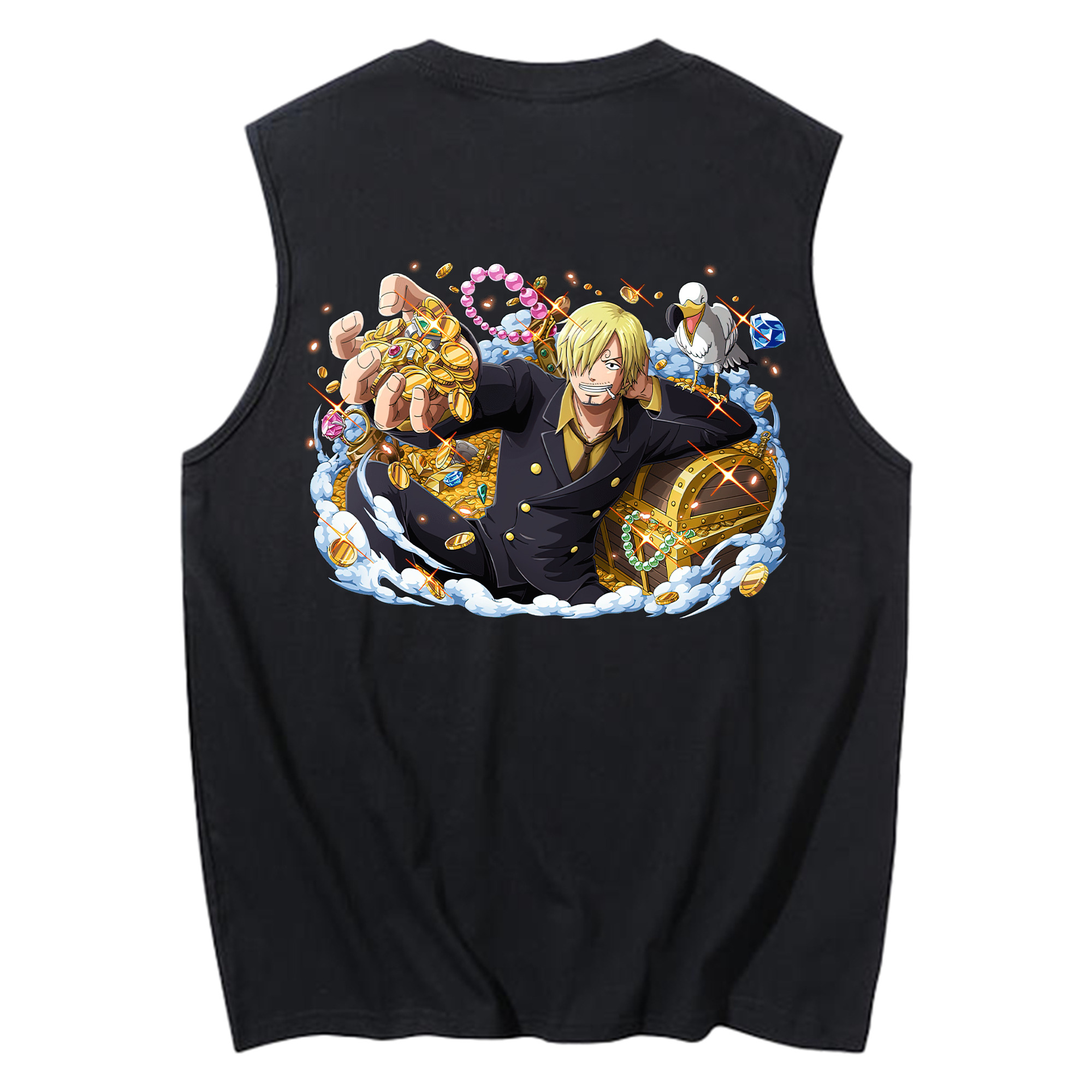 （画像用） ワンピース サンジ ONE PIECE Sanji コットン100％タンクトップ（背面プリント）