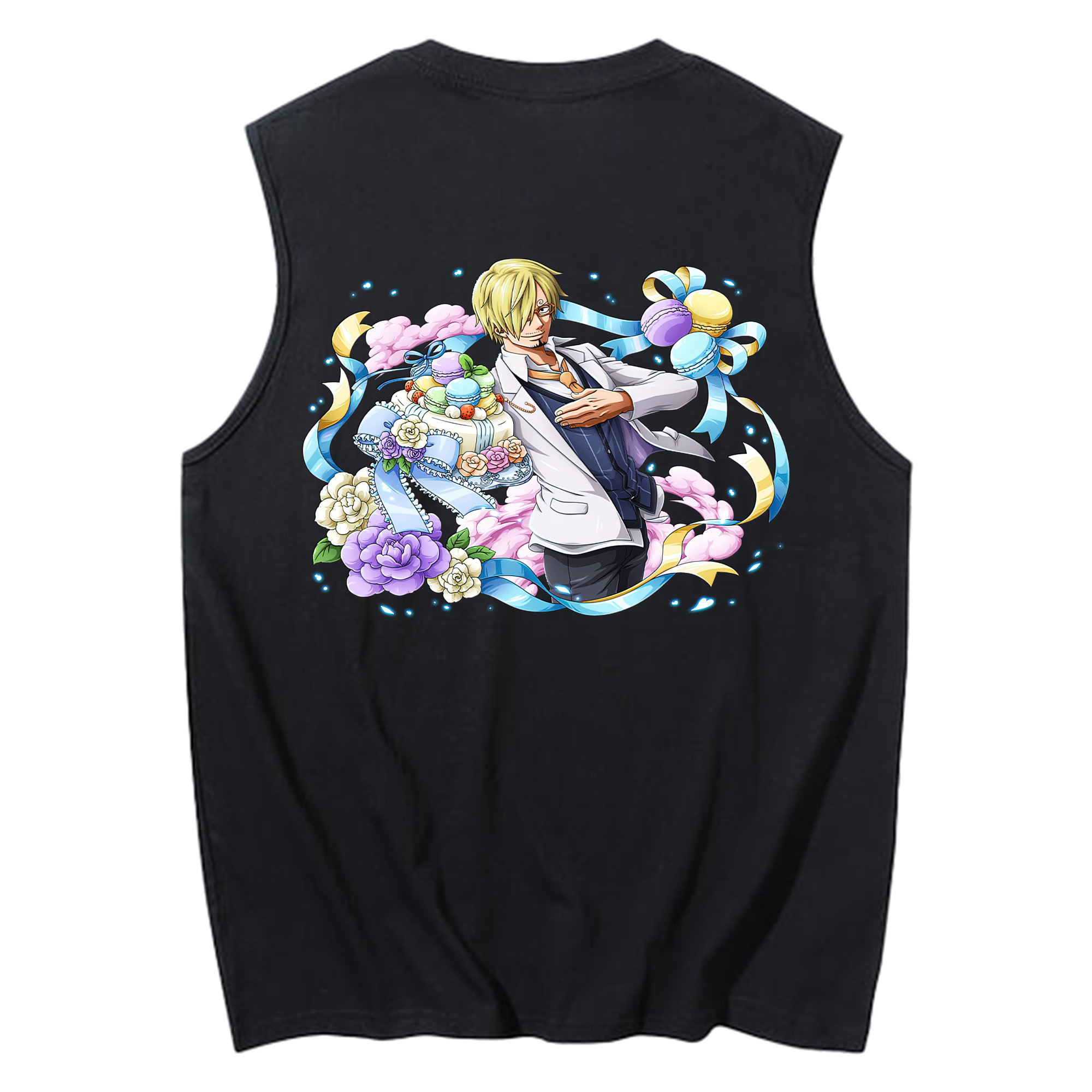 （画像用） ワンピース サンジ ONE PIECE Sanji コットン100％タンクトップ（背面プリント）