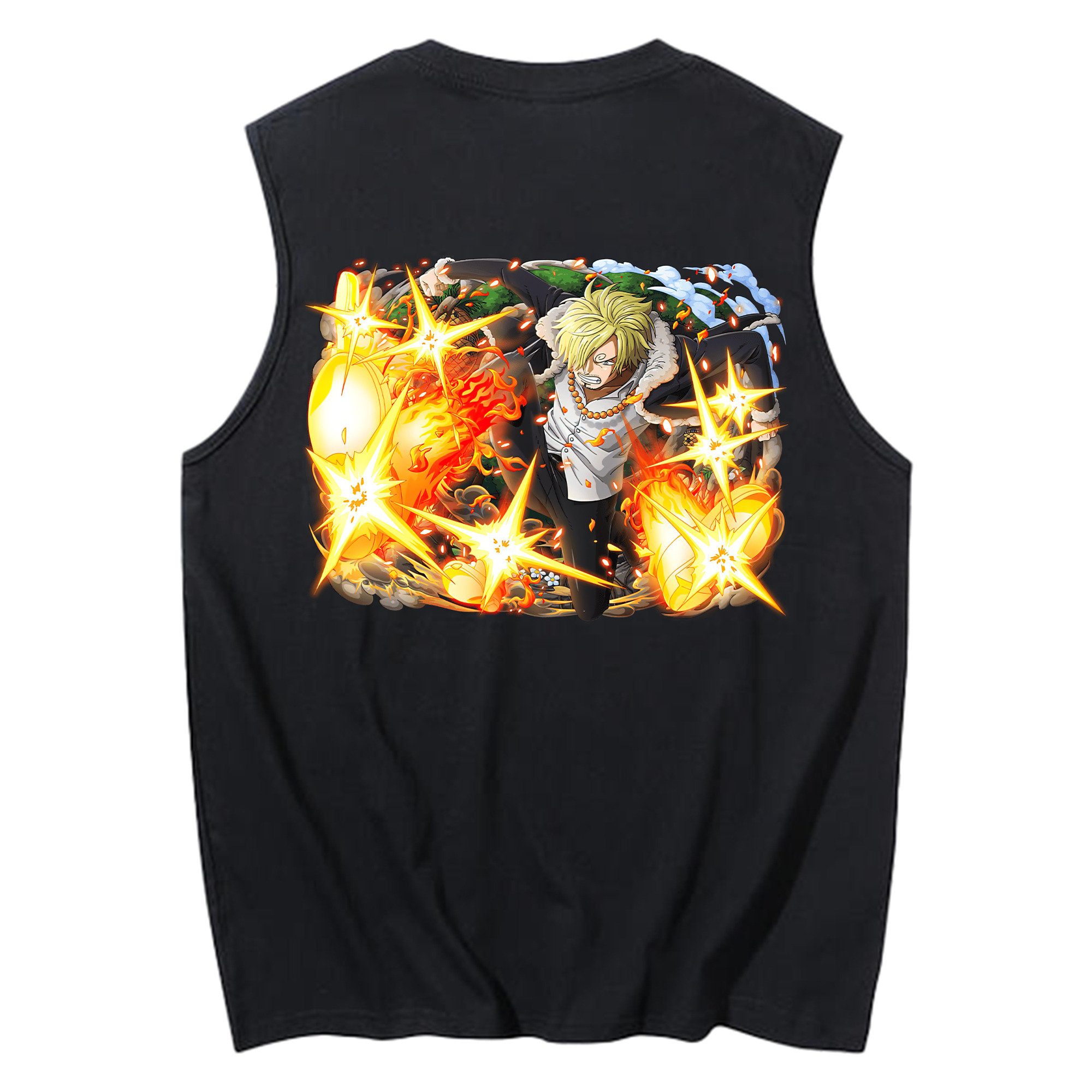 （画像用） ワンピース サンジ ONE PIECE Sanji コットン100％タンクトップ（背面プリント）
