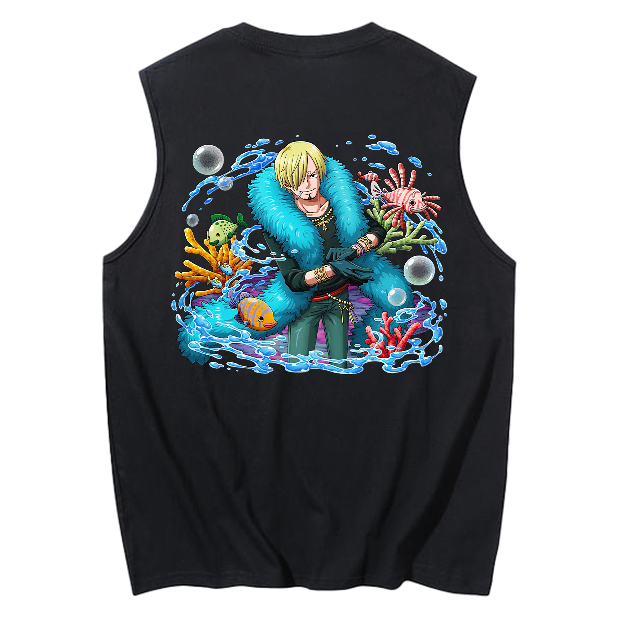 （画像用） ワンピース サンジ ONE PIECE Sanji コットン100％タンクトップ（背面プリント）