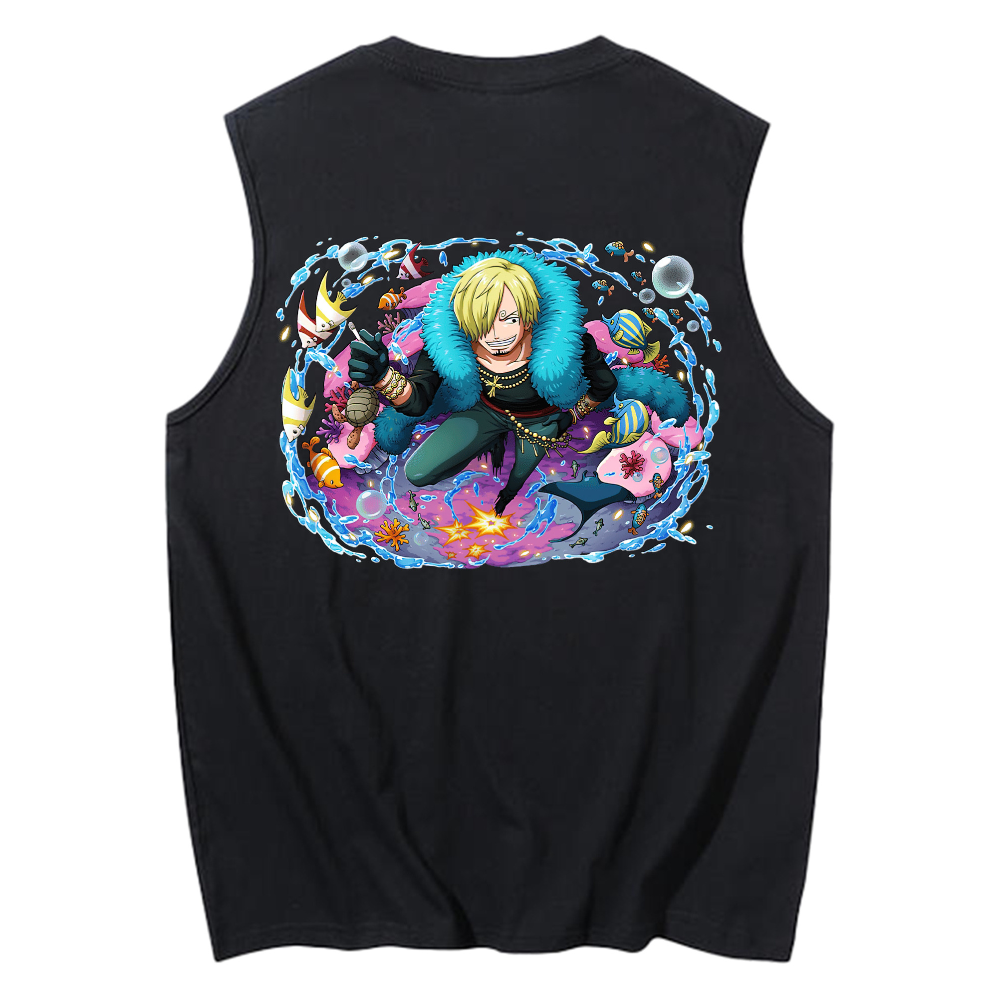（画像用） ワンピース サンジ ONE PIECE Sanji コットン100％タンクトップ（背面プリント）