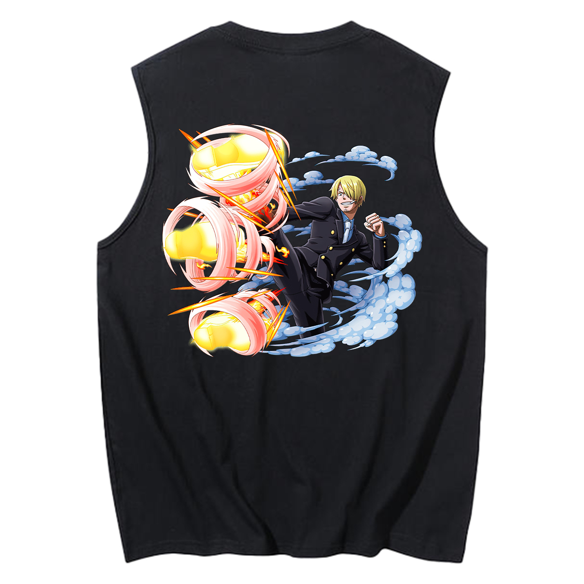 （画像用） ワンピース サンジ ONE PIECE Sanji コットン100％タンクトップ（背面プリント）