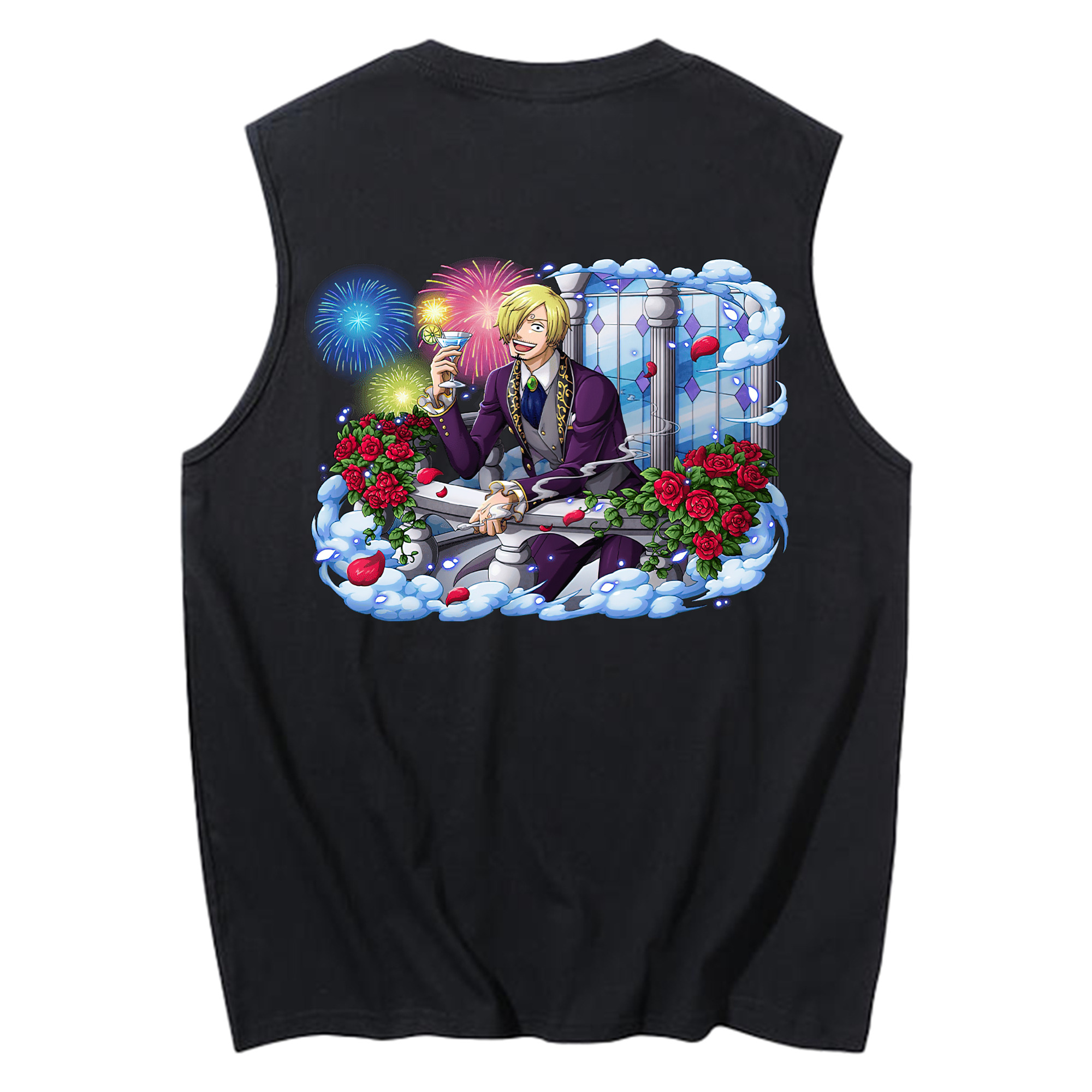（画像用） ワンピース サンジ ONE PIECE Sanji コットン100％タンクトップ（背面プリント）
