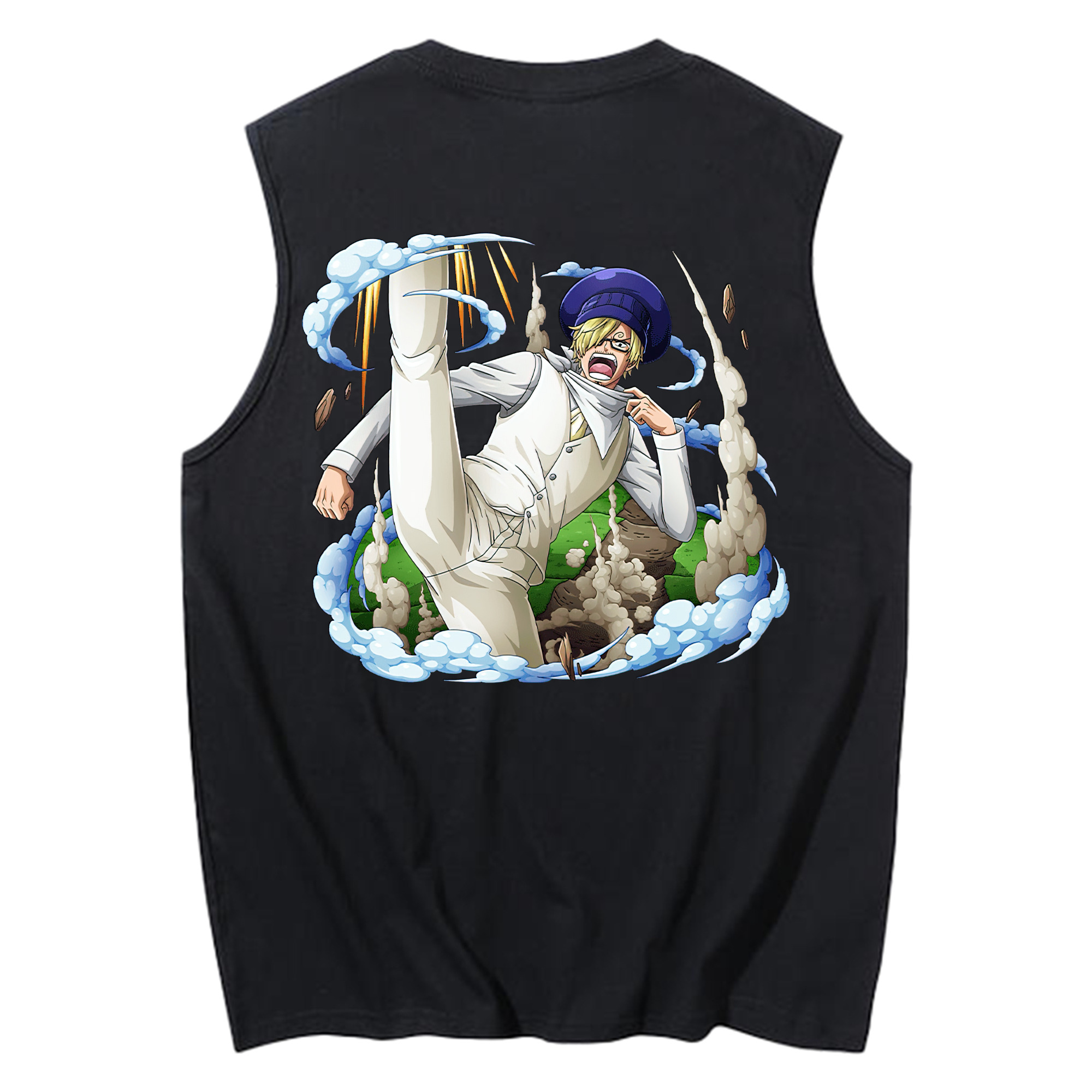 （画像用） ワンピース サンジ ONE PIECE Sanji コットン100％タンクトップ（背面プリント）