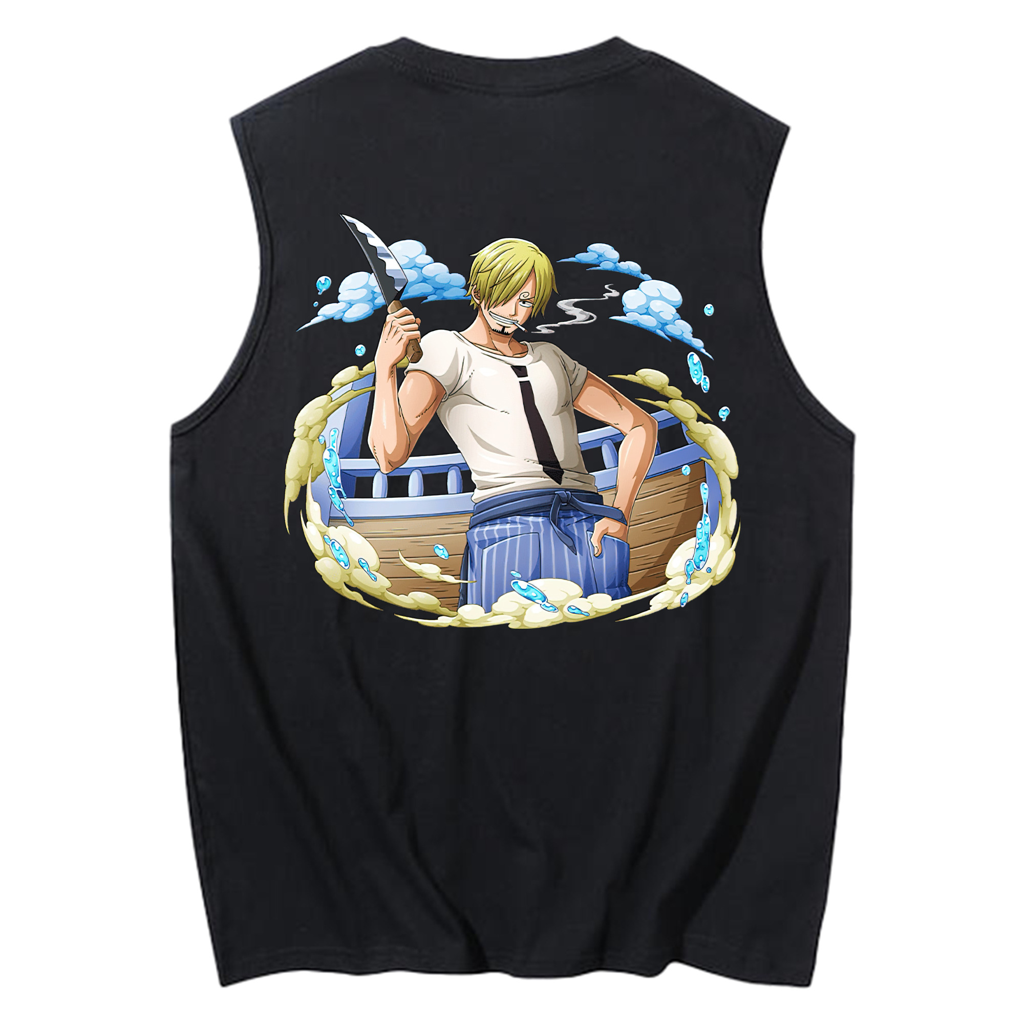（画像用） ワンピース サンジ ONE PIECE Sanji コットン100％タンクトップ（背面プリント）