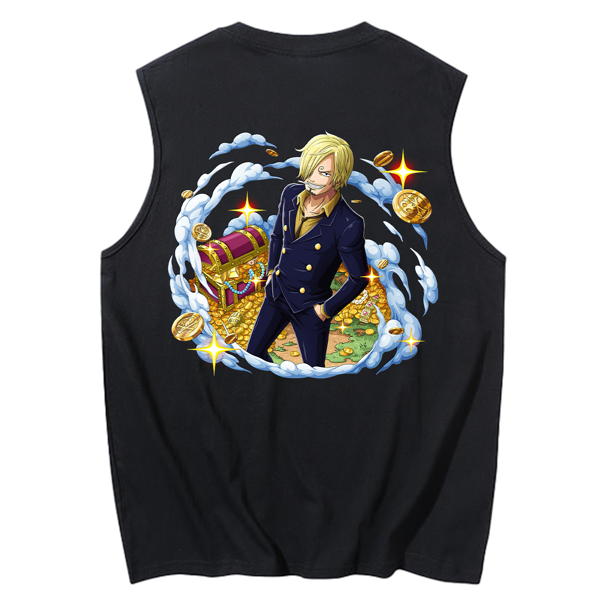 （画像用） ワンピース サンジ ONE PIECE Sanji コットン100％タンクトップ（背面プリント）
