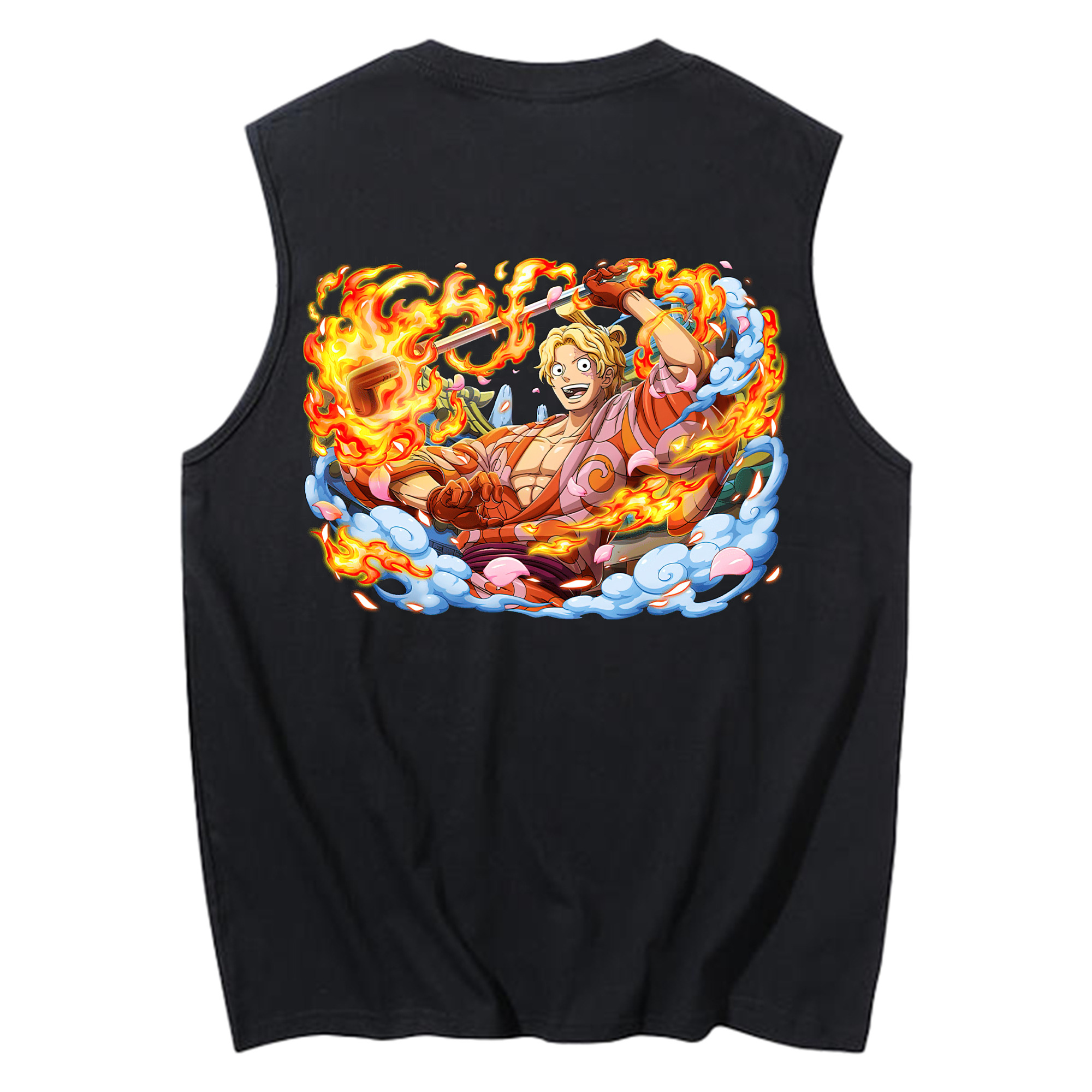（画像用） ワンピース サンジ ONE PIECE Sanji コットン100％タンクトップ（背面プリント）