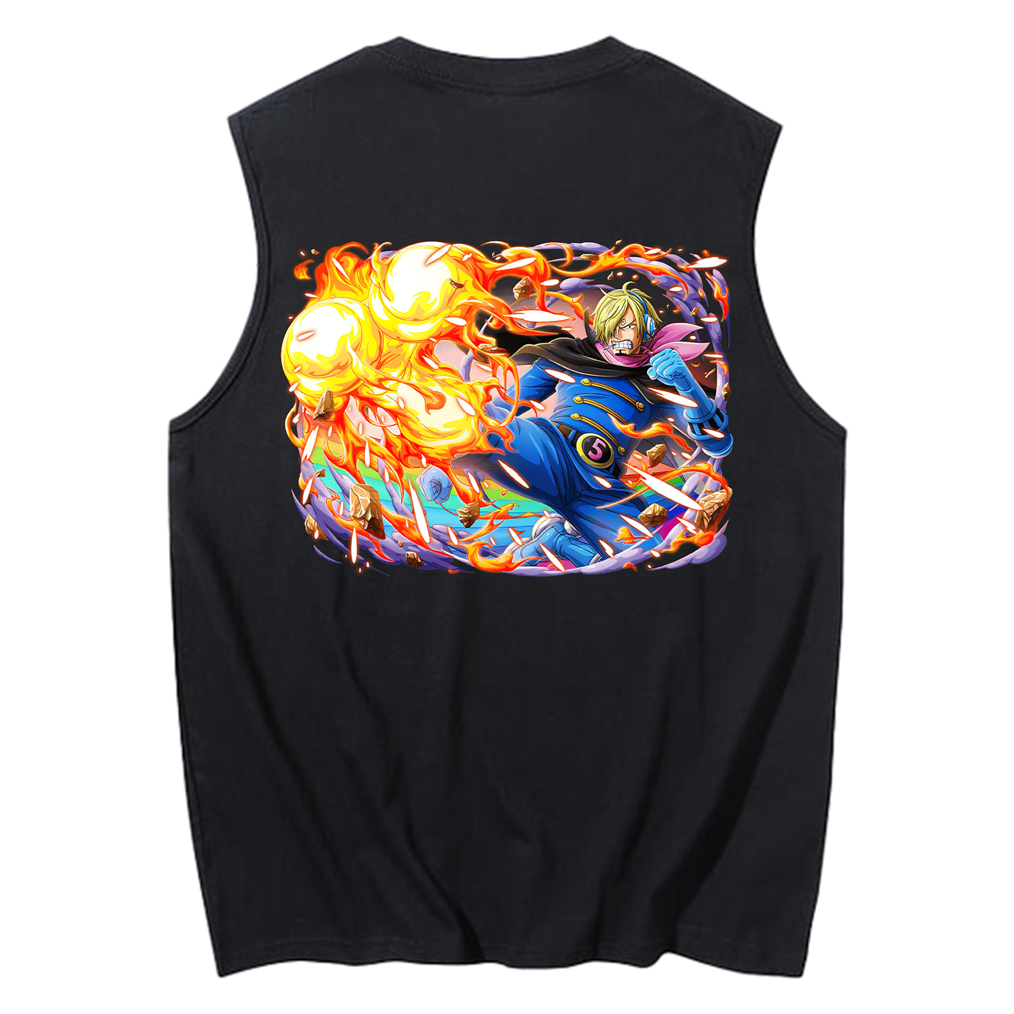 （画像用） ワンピース サンジ ONE PIECE Sanji コットン100％タンクトップ（背面プリント）