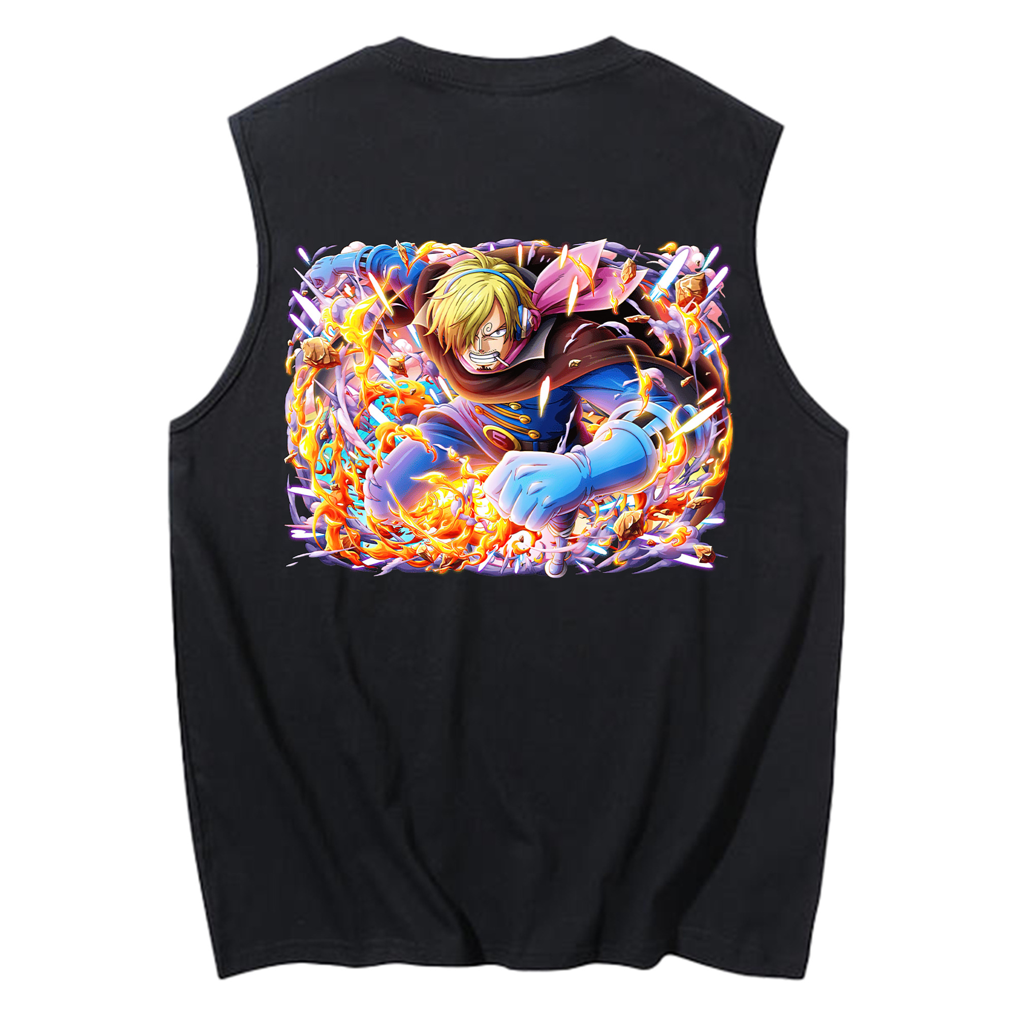 （画像用） ワンピース サンジ ONE PIECE Sanji コットン100％タンクトップ（背面プリント）