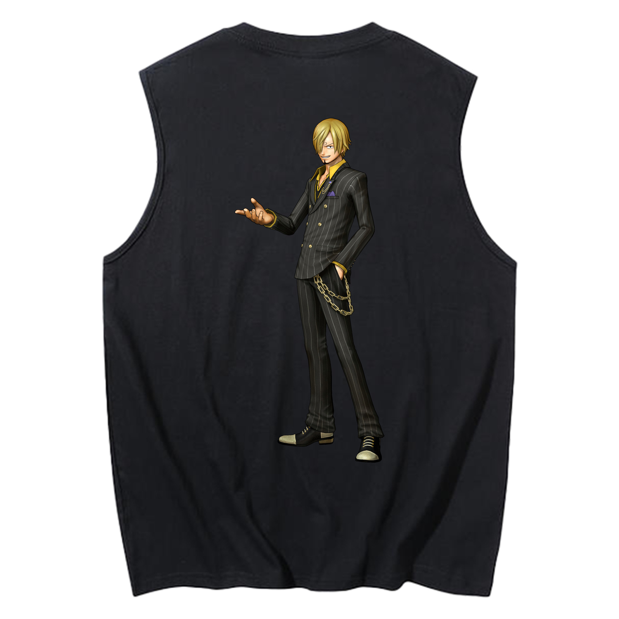 （画像用） ワンピース サンジ ONE PIECE Sanji コットン100％タンクトップ（背面プリント）
