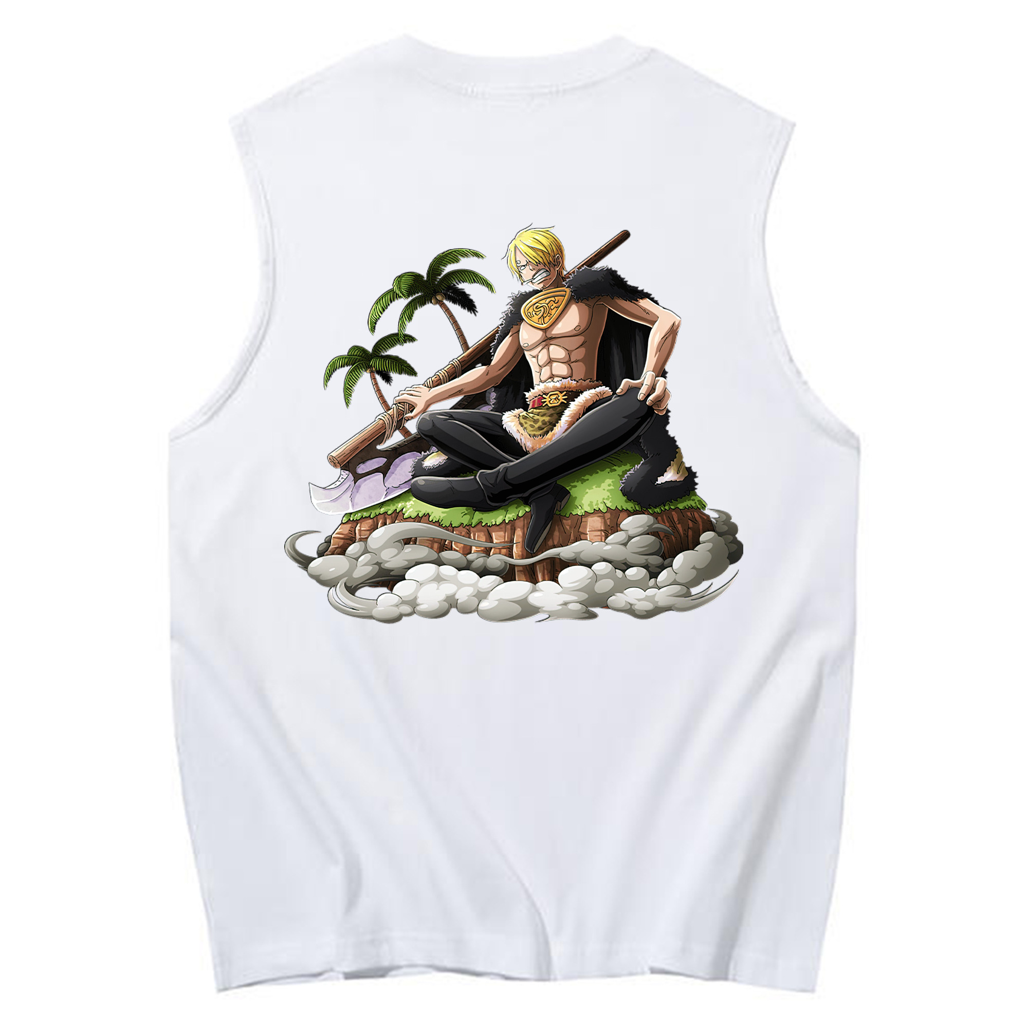（画像用） ワンピース サンジ ONE PIECE Sanji コットン100％タンクトップ（背面プリント）
