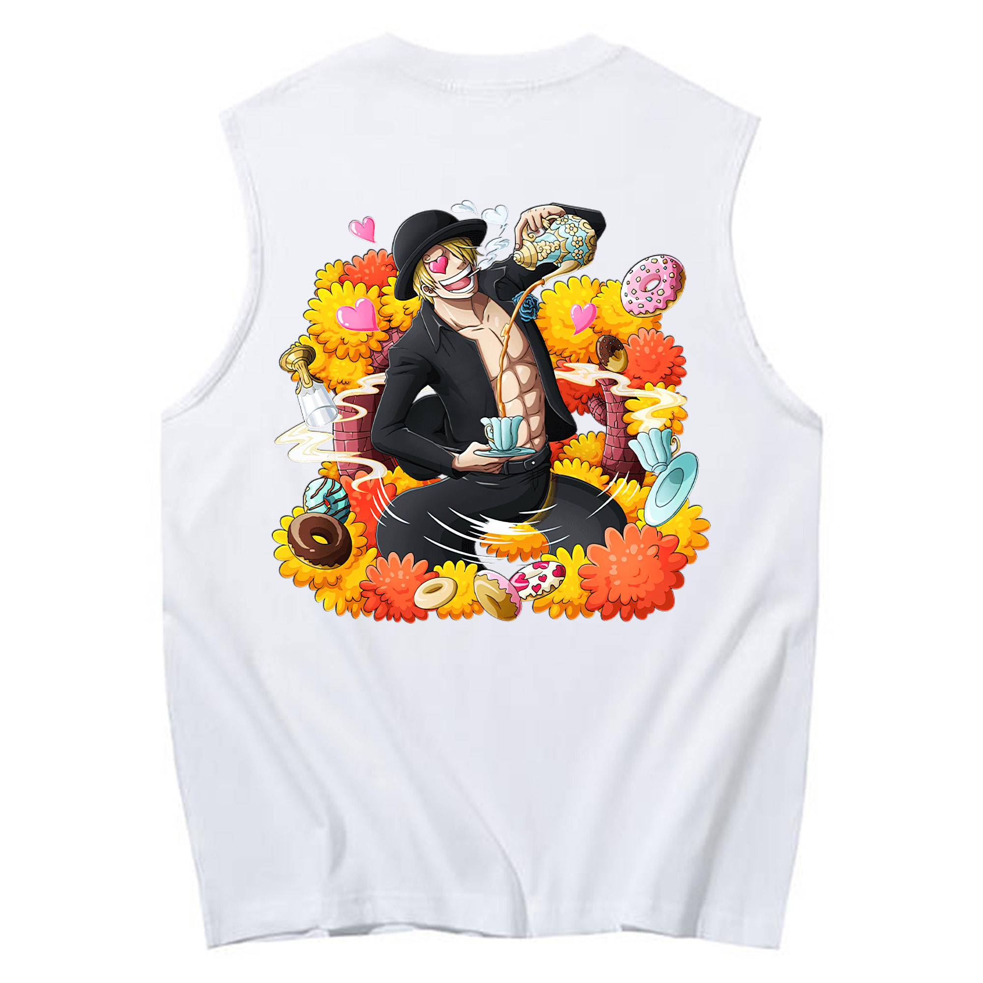 （画像用） ワンピース サンジ ONE PIECE Sanji コットン100％タンクトップ（背面プリント）