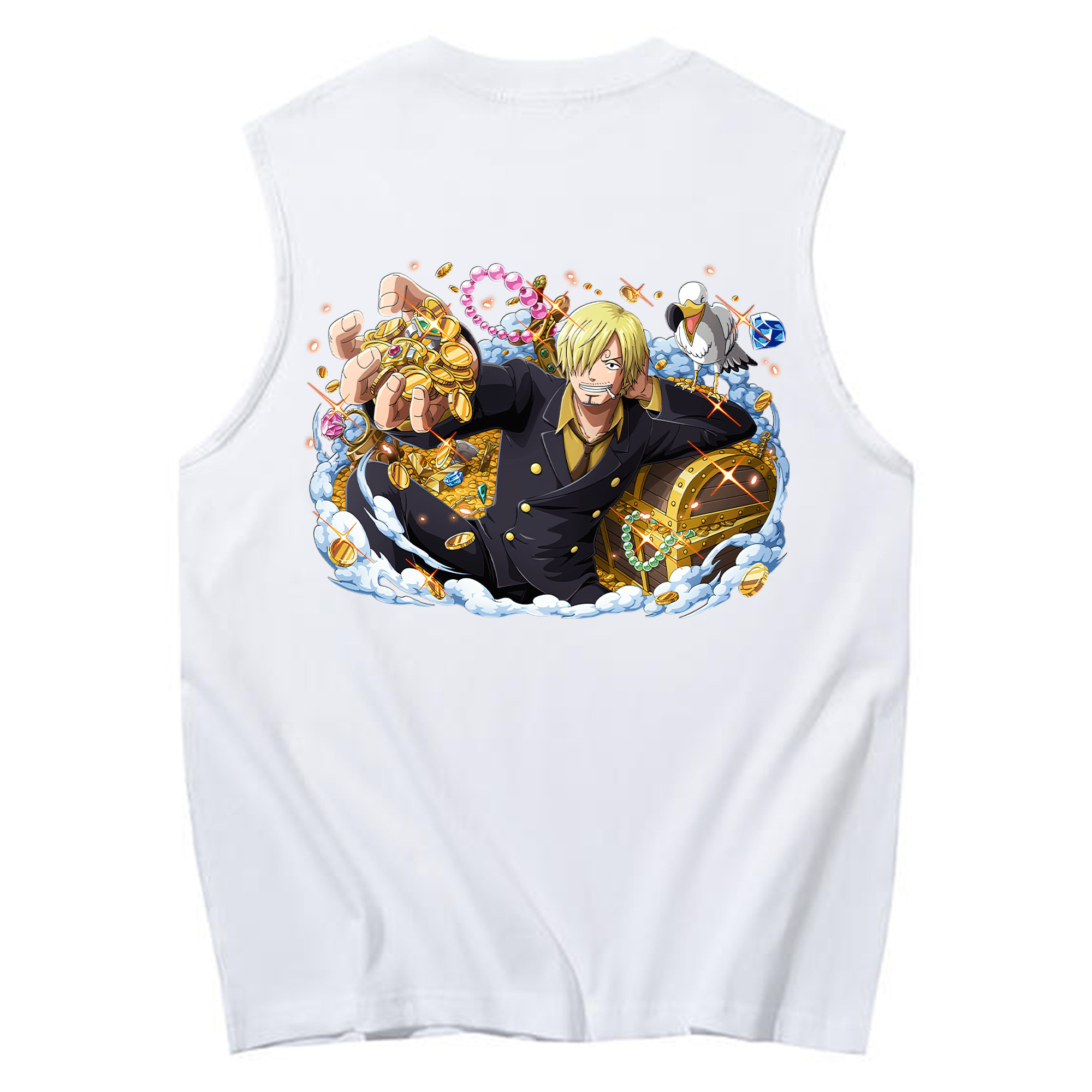 （画像用） ワンピース サンジ ONE PIECE Sanji コットン100％タンクトップ（背面プリント）