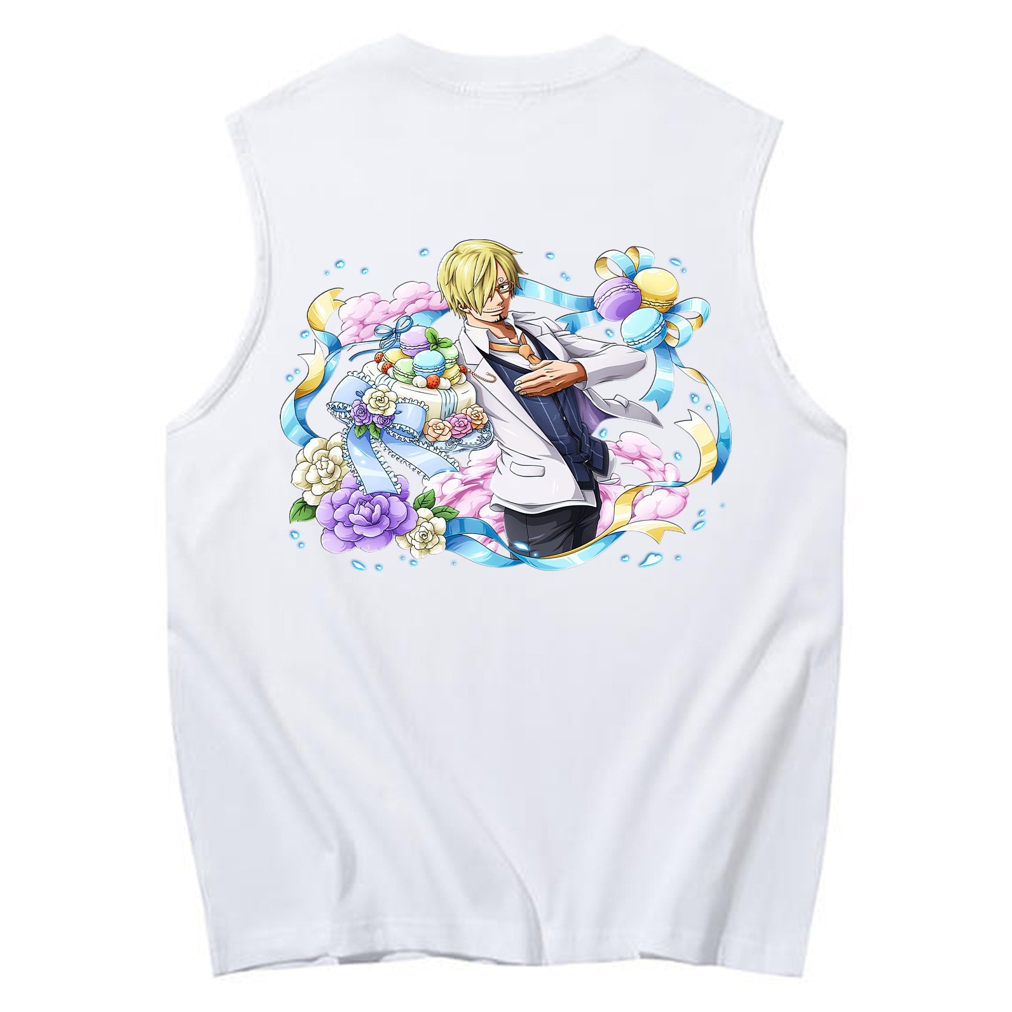 （画像用） ワンピース サンジ ONE PIECE Sanji コットン100％タンクトップ（背面プリント）