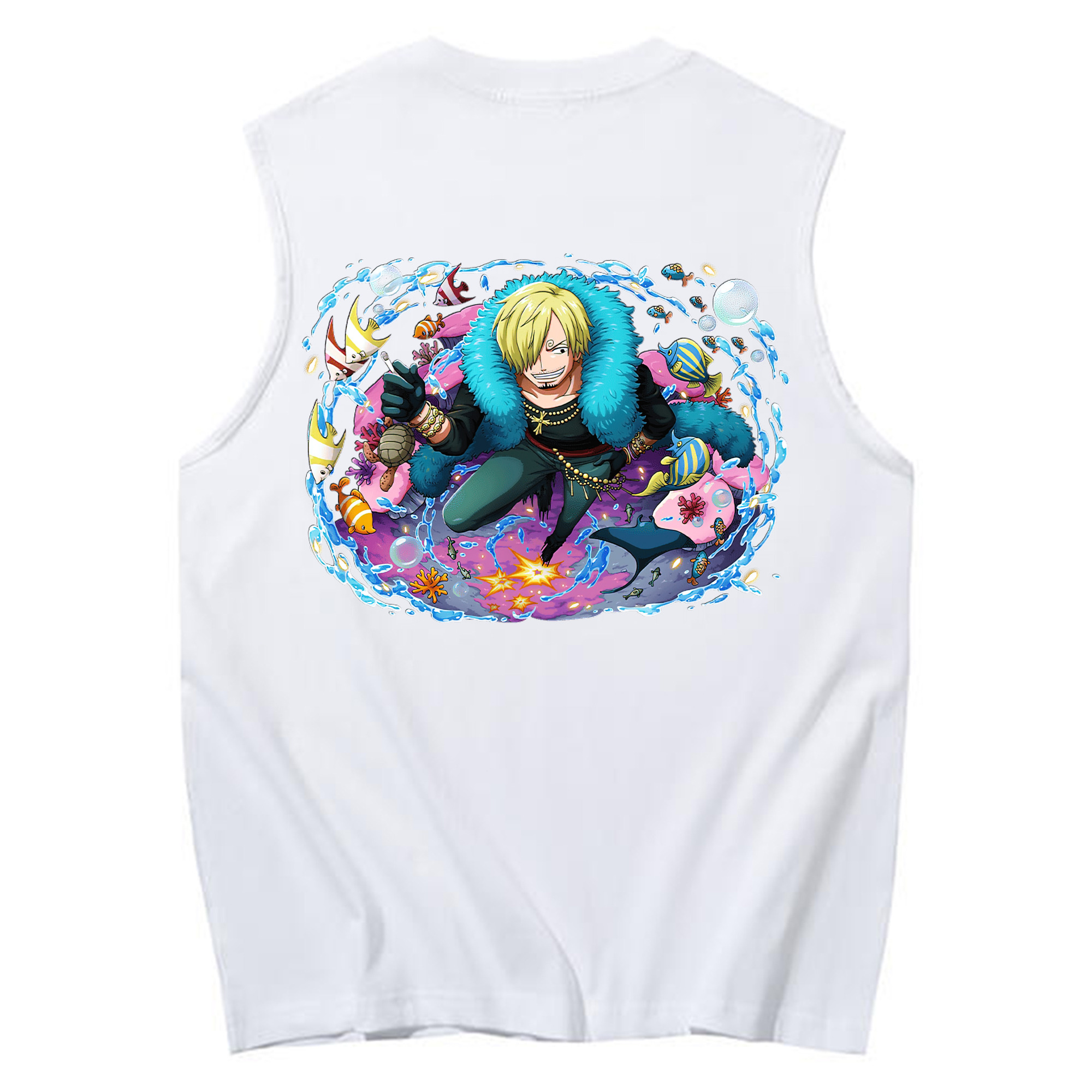 （画像用） ワンピース サンジ ONE PIECE Sanji コットン100％タンクトップ（背面プリント）