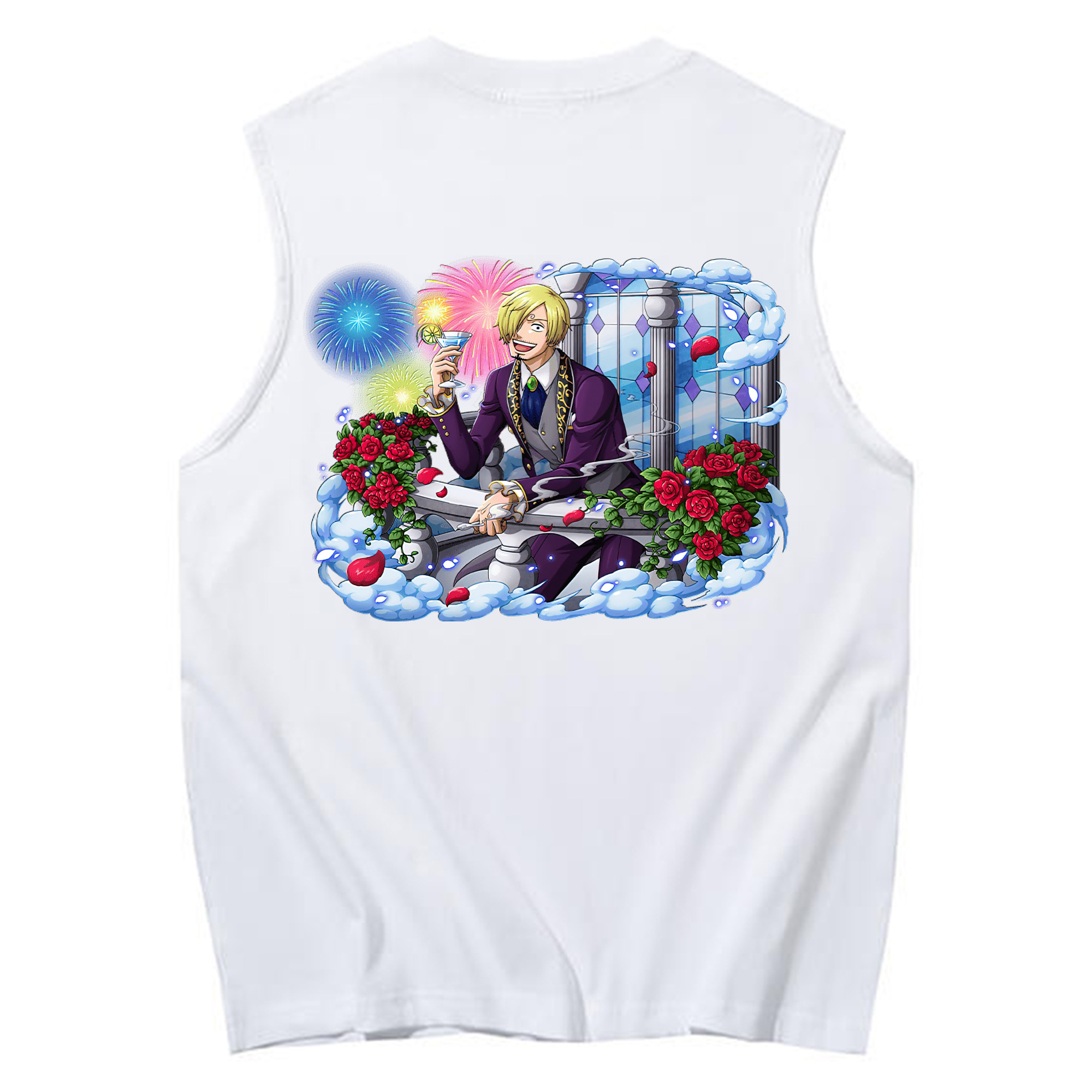 （画像用） ワンピース サンジ ONE PIECE Sanji コットン100％タンクトップ（背面プリント）