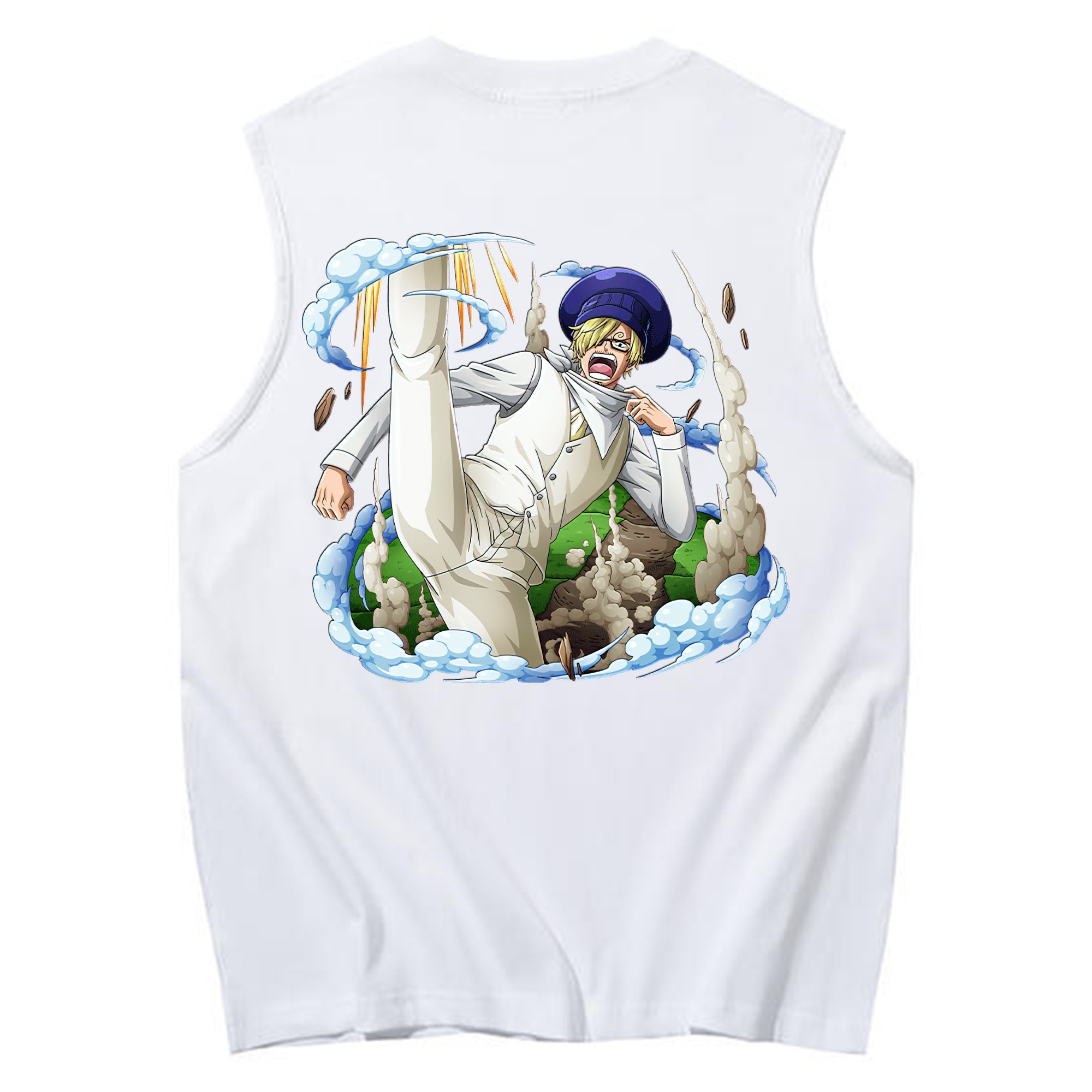（画像用） ワンピース サンジ ONE PIECE Sanji コットン100％タンクトップ（背面プリント）